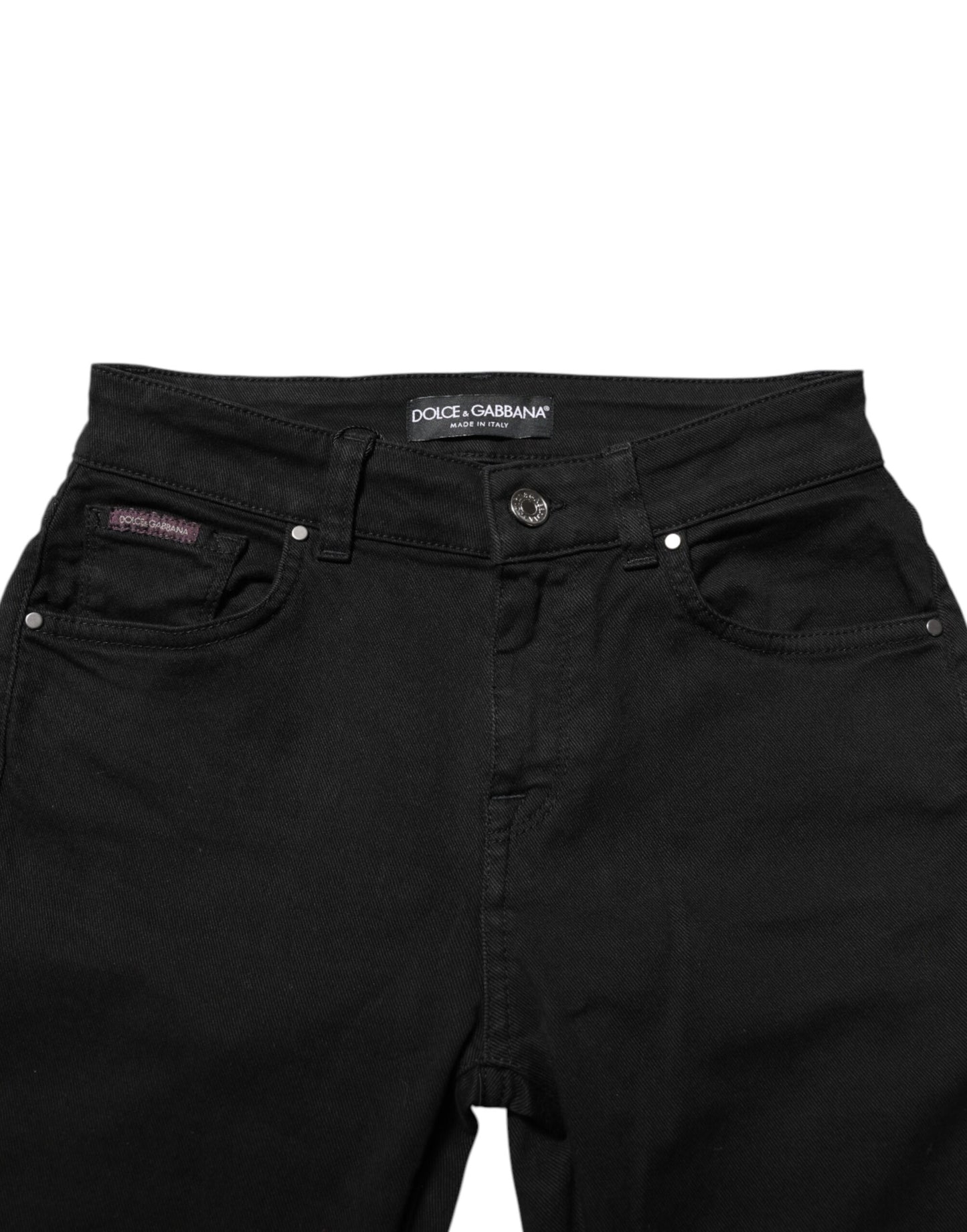 Dolce & Gabbana Schwarze Skinny Denim-Jeans mit mittlerer Taille aus Baumwolle