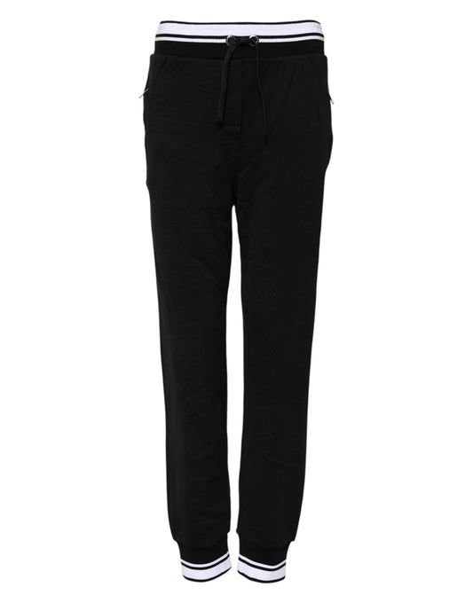 Dolce & Gabbana Schwarze Baumwoll-Jogger-Hose mit mittlerer Taille