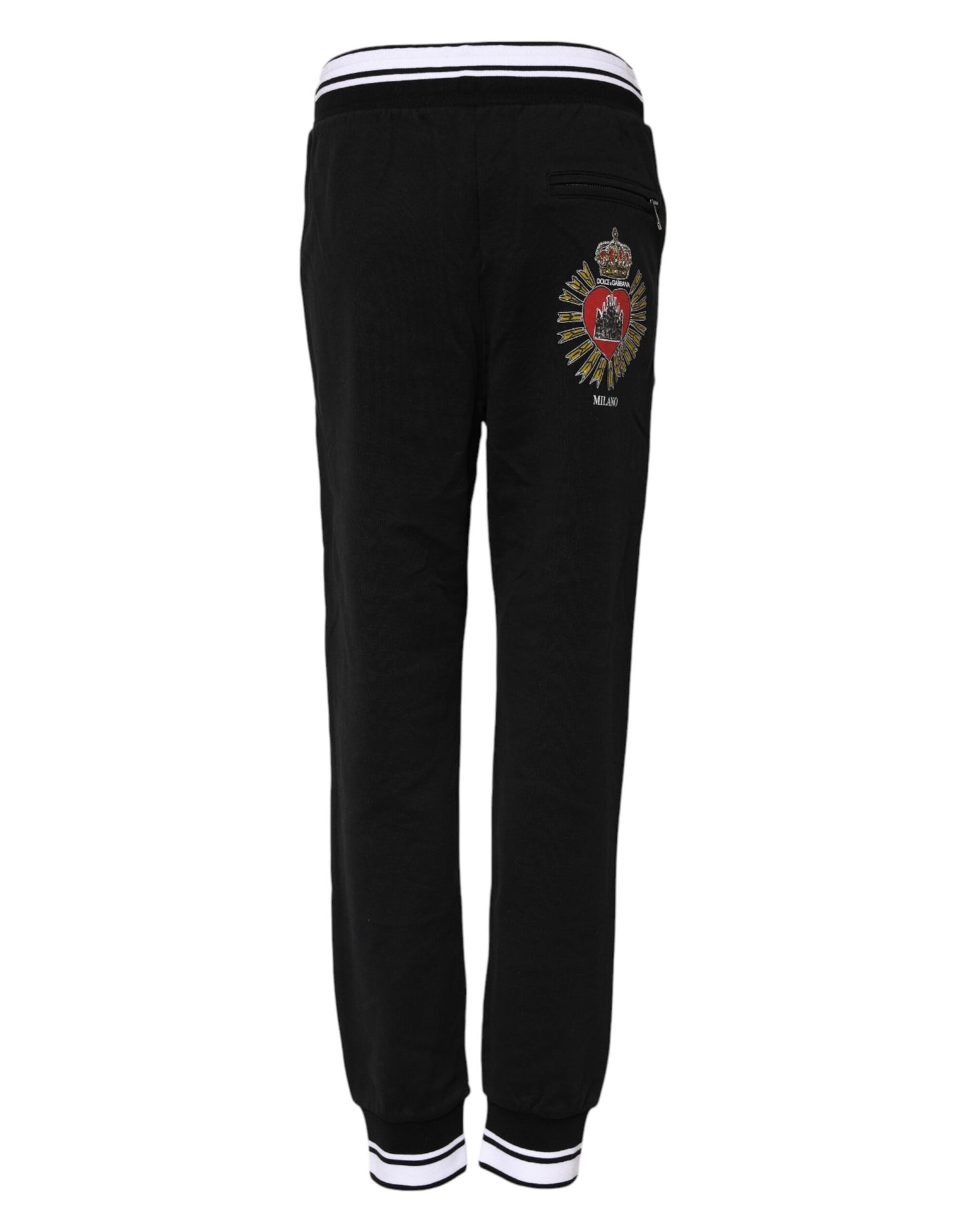 Dolce & Gabbana Schwarze Baumwoll-Jogger-Hose mit mittlerer Taille