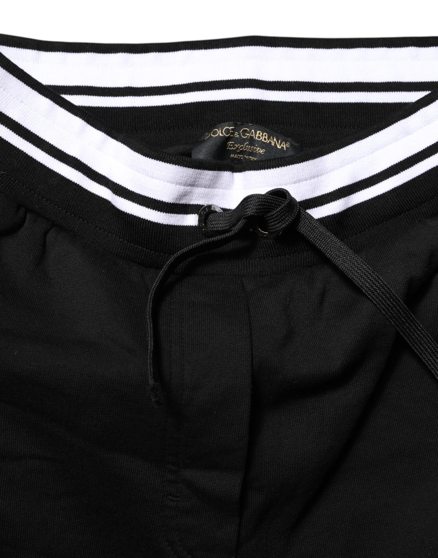 Dolce & Gabbana Schwarze Baumwoll-Jogger-Hose mit mittlerer Taille