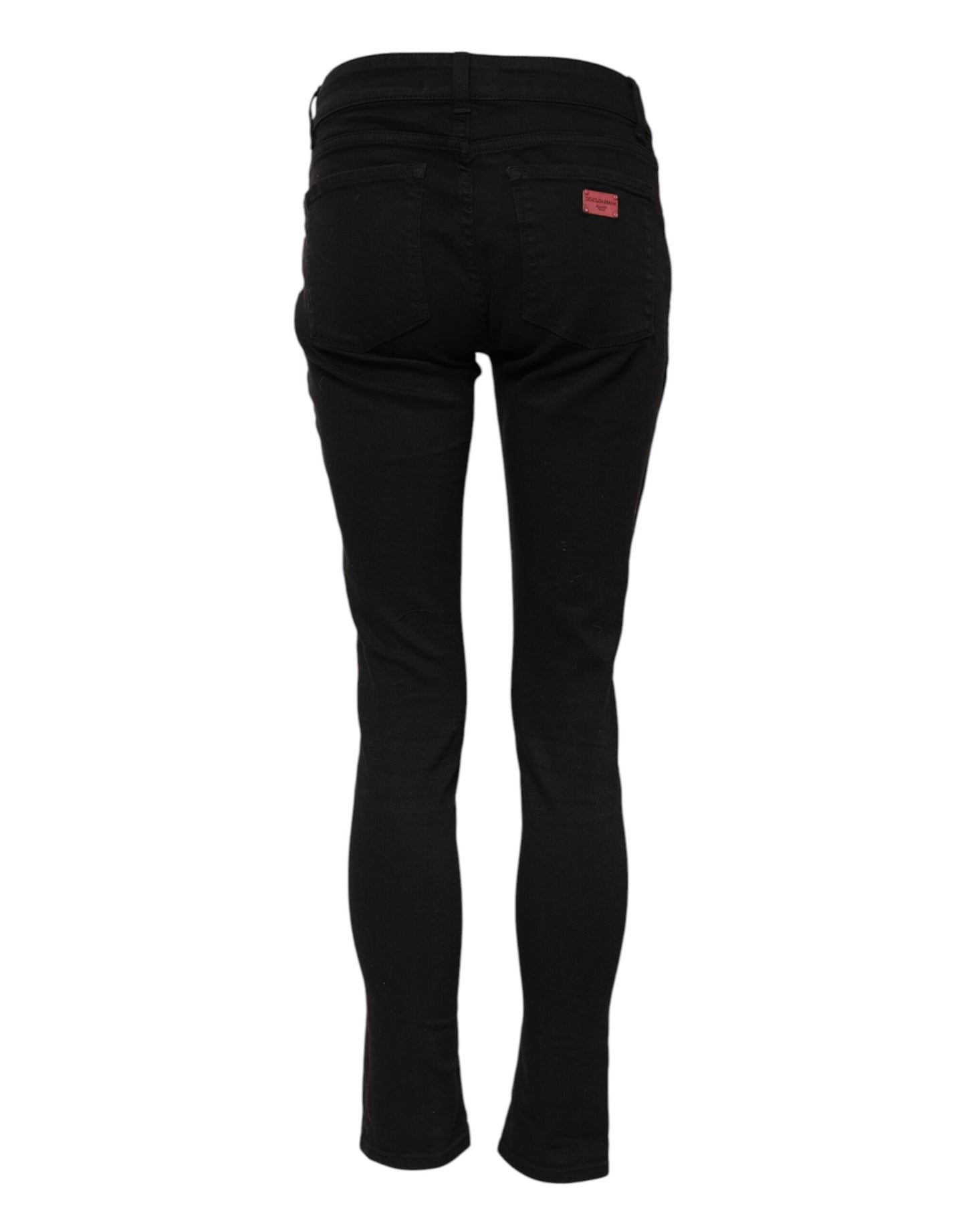Dolce & Gabbana Schwarze Skinny Denim-Jeans mit mittlerer Taille aus Baumwolle