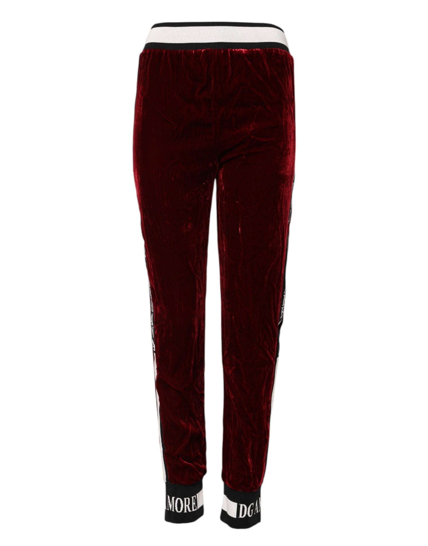 Dolce & Gabbana Rote Viskose DG Logo Mid Waist Hose