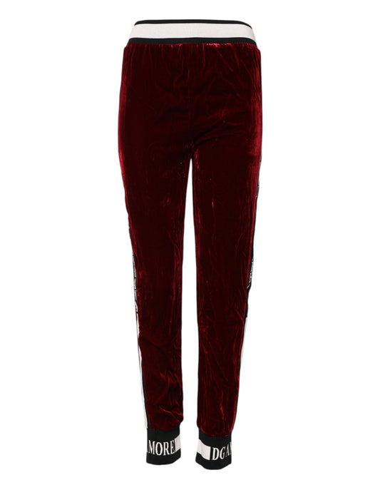 Dolce & Gabbana Rote Viskose DG Logo Mid Waist Hose