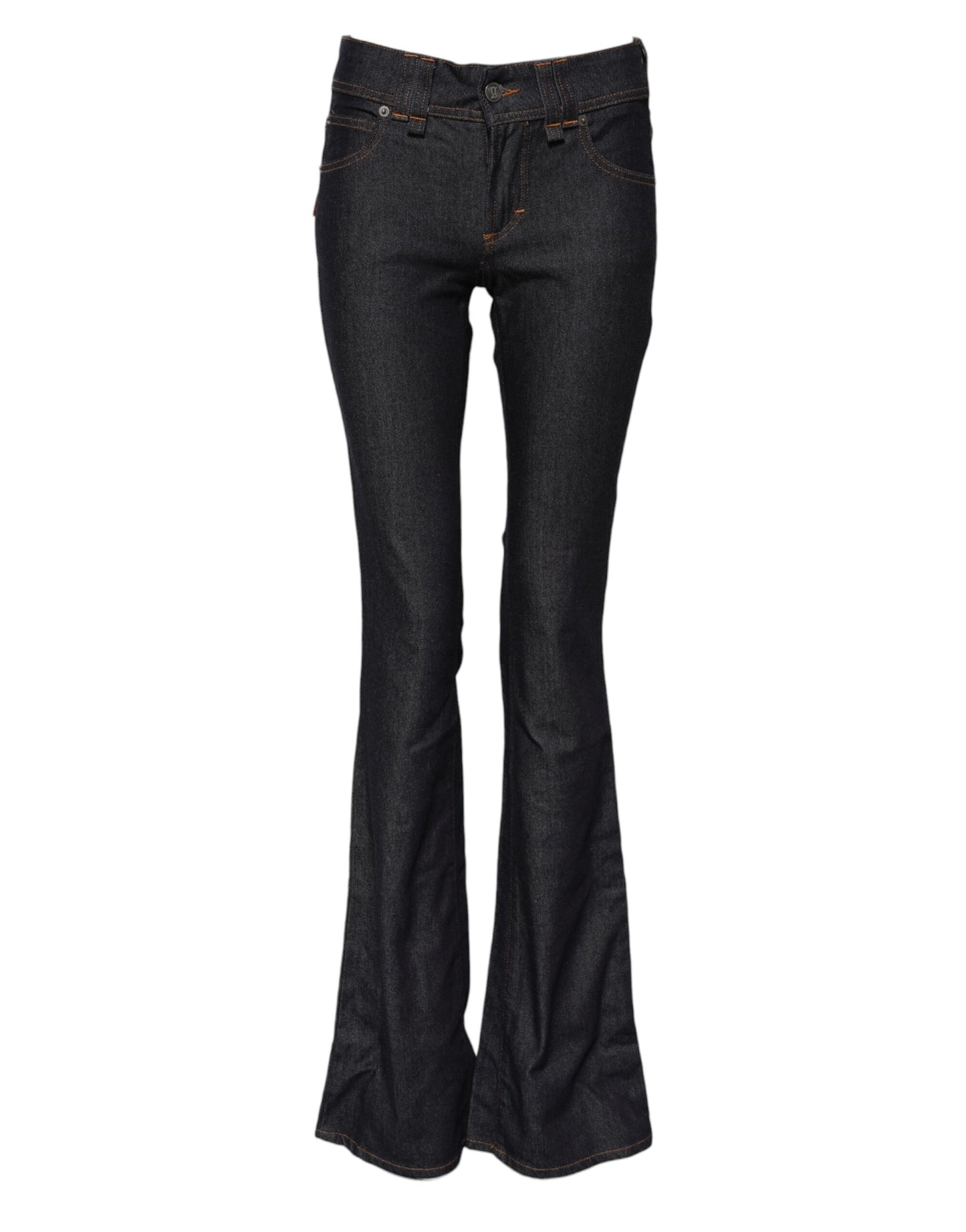 John Galliano Blaue Denim-Jeans mit breiter Taille und weitem Bein aus Baumwolle