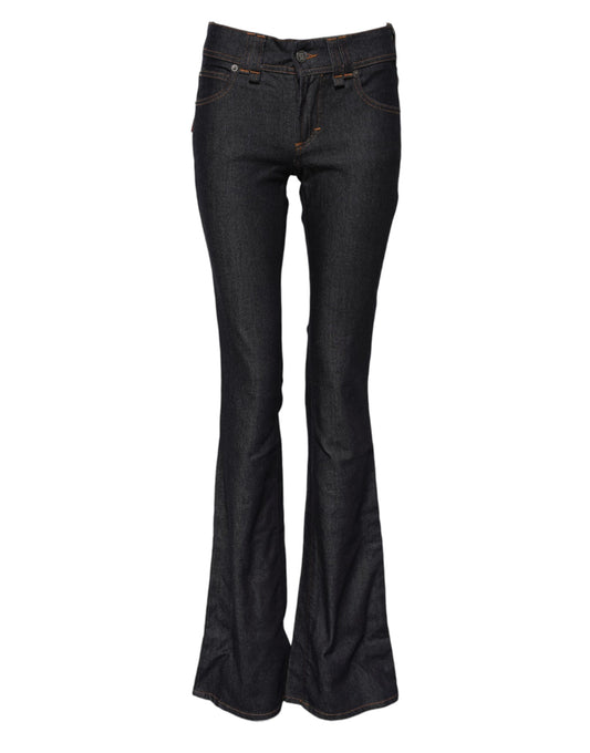 John Galliano Blaue Denim-Jeans mit breiter Taille und weitem Bein aus Baumwolle