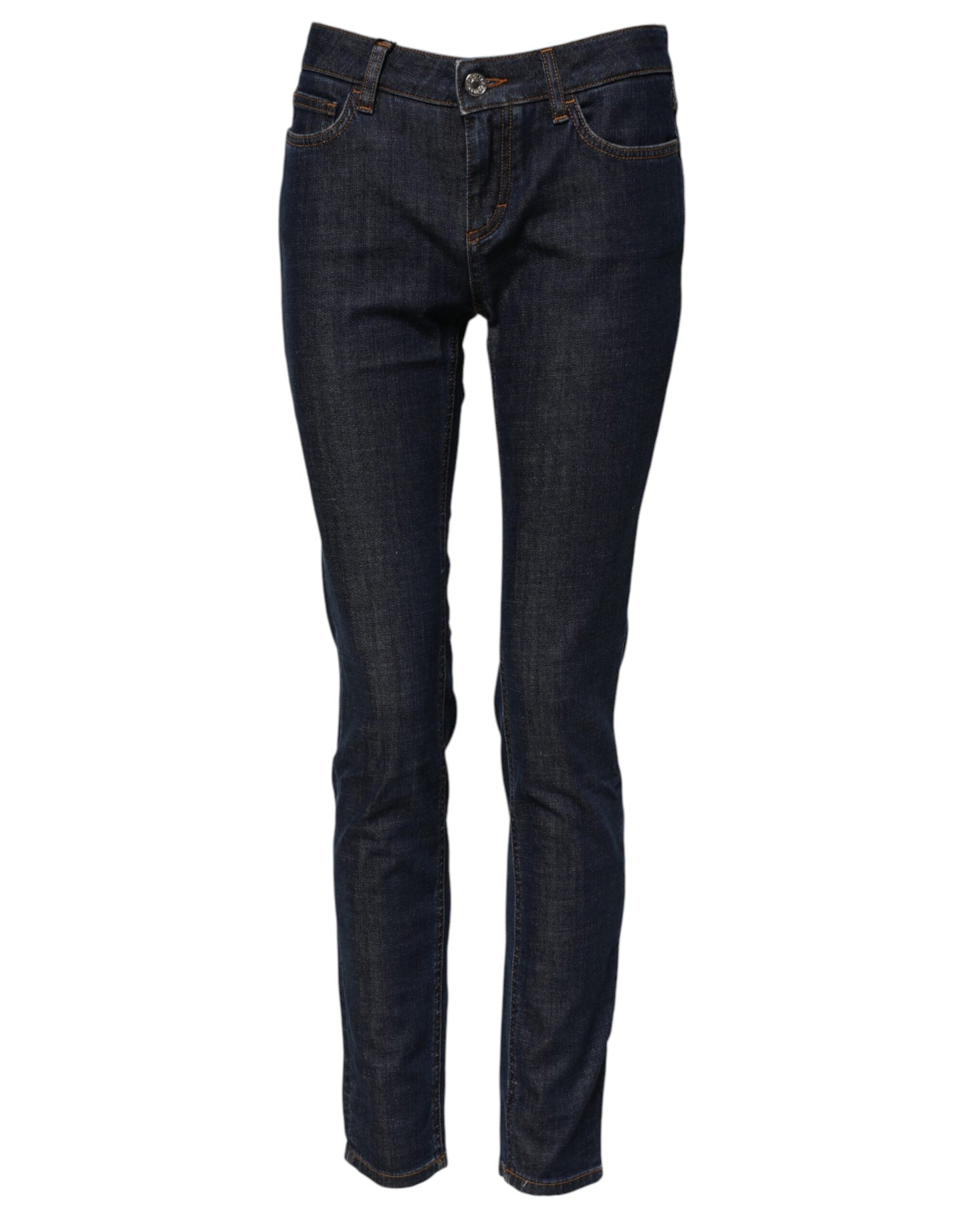 Dolce & Gabbana Blaue Skinny Denim-Jeans mit mittlerer Taille aus Baumwolle