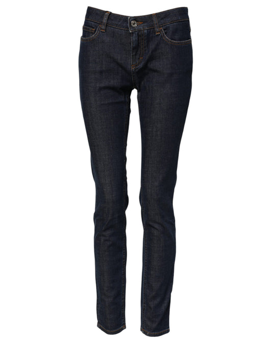 Dolce & Gabbana Blaue Skinny Denim-Jeans mit mittlerer Taille aus Baumwolle
