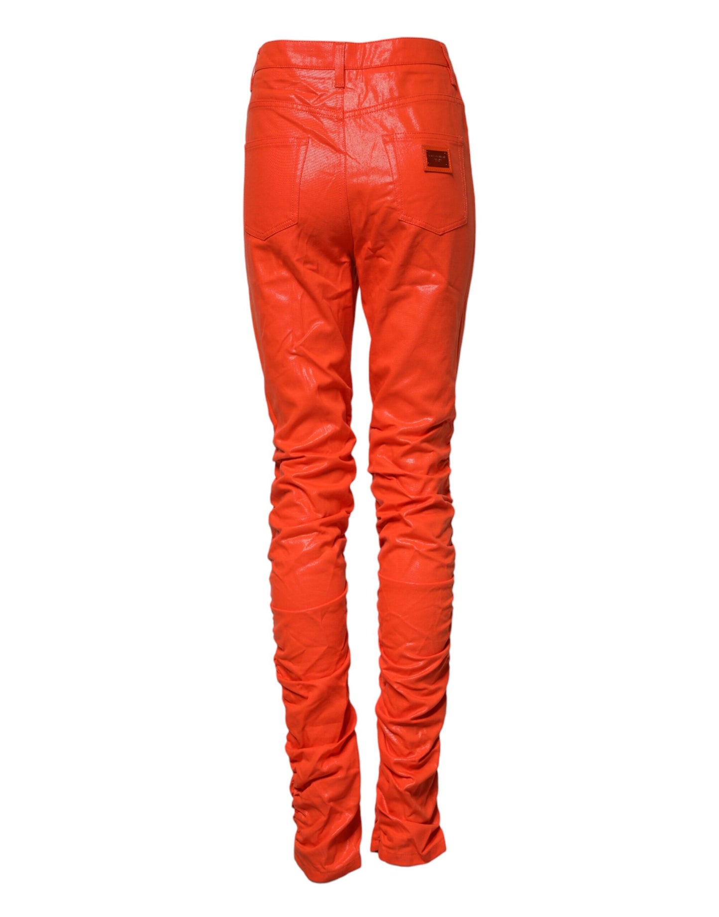 Dolce & Gabbana Orangefarbene Denim-Jeans mit hoher Taille aus Baumwolle