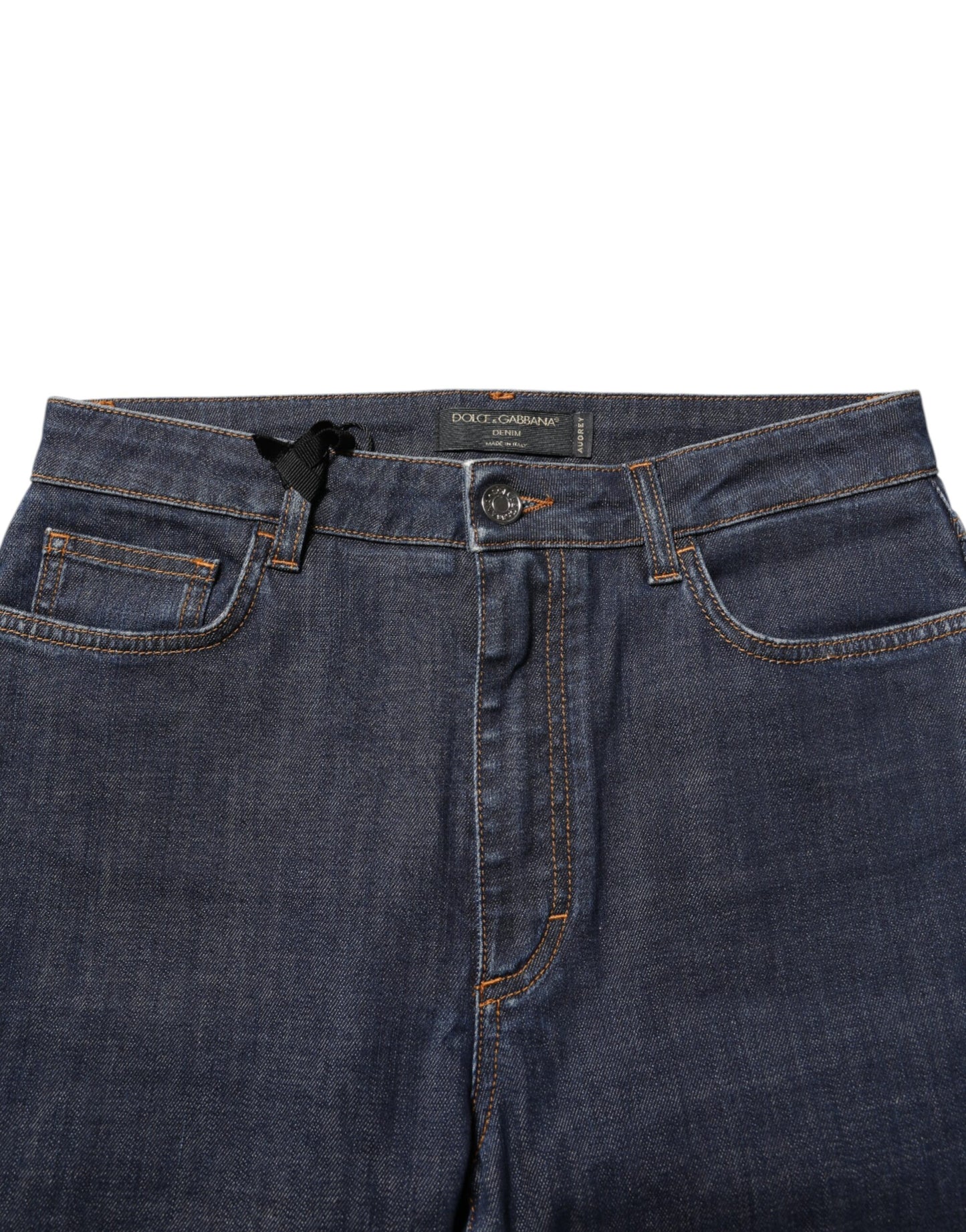 Dolce & Gabbana Blaue Queen Patch AUDREY Mid Waist Denim Jeans