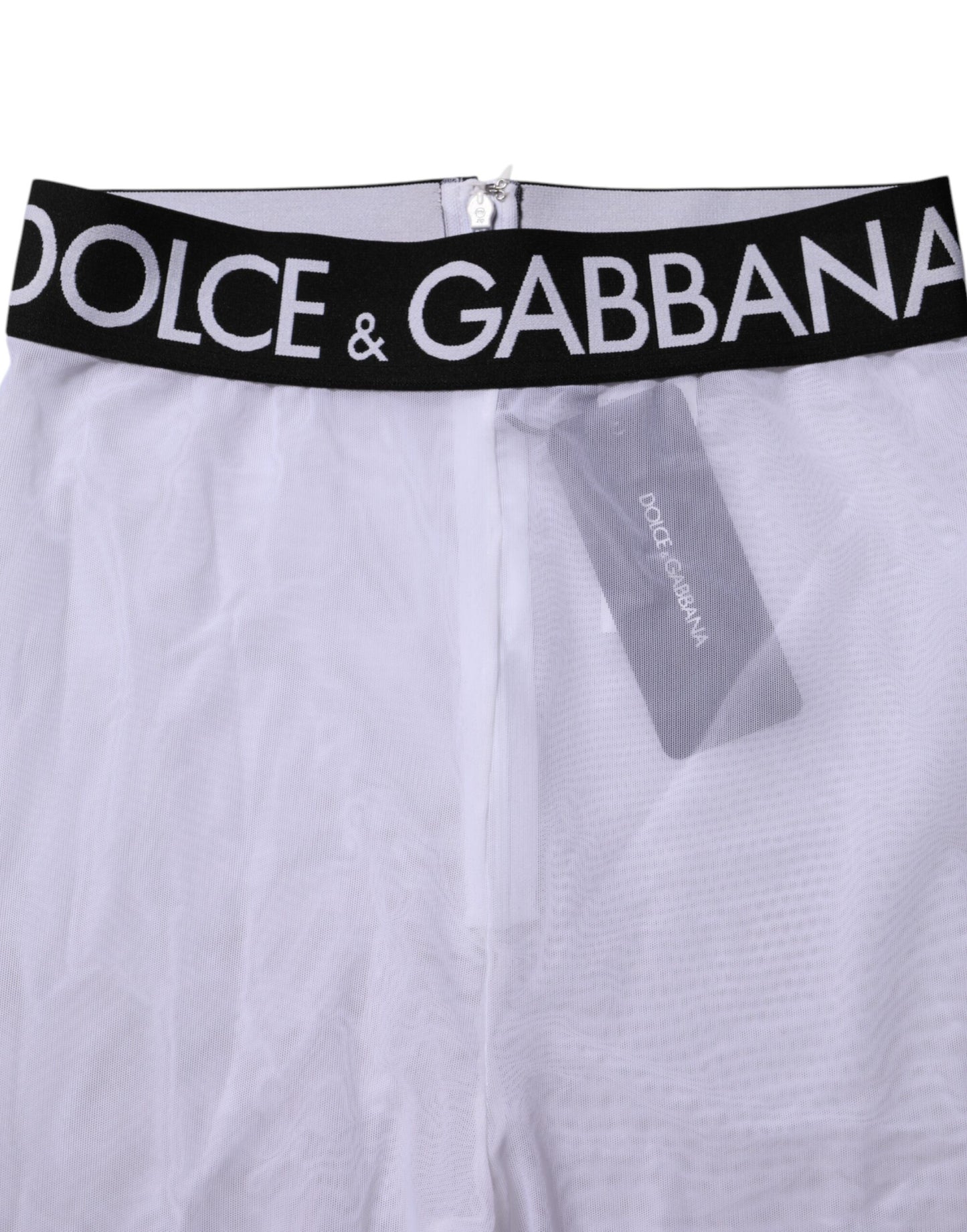 Dolce & Gabbana Graue Nylon DG Logo Mitteltaillierte Leggings Hose