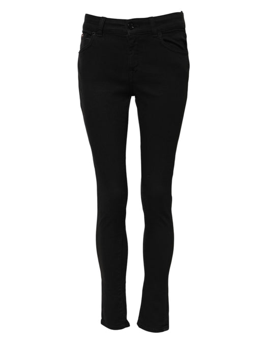 Dolce & Gabbana Schwarze Skinny Denim-Jeans mit mittlerer Taille aus Baumwolle