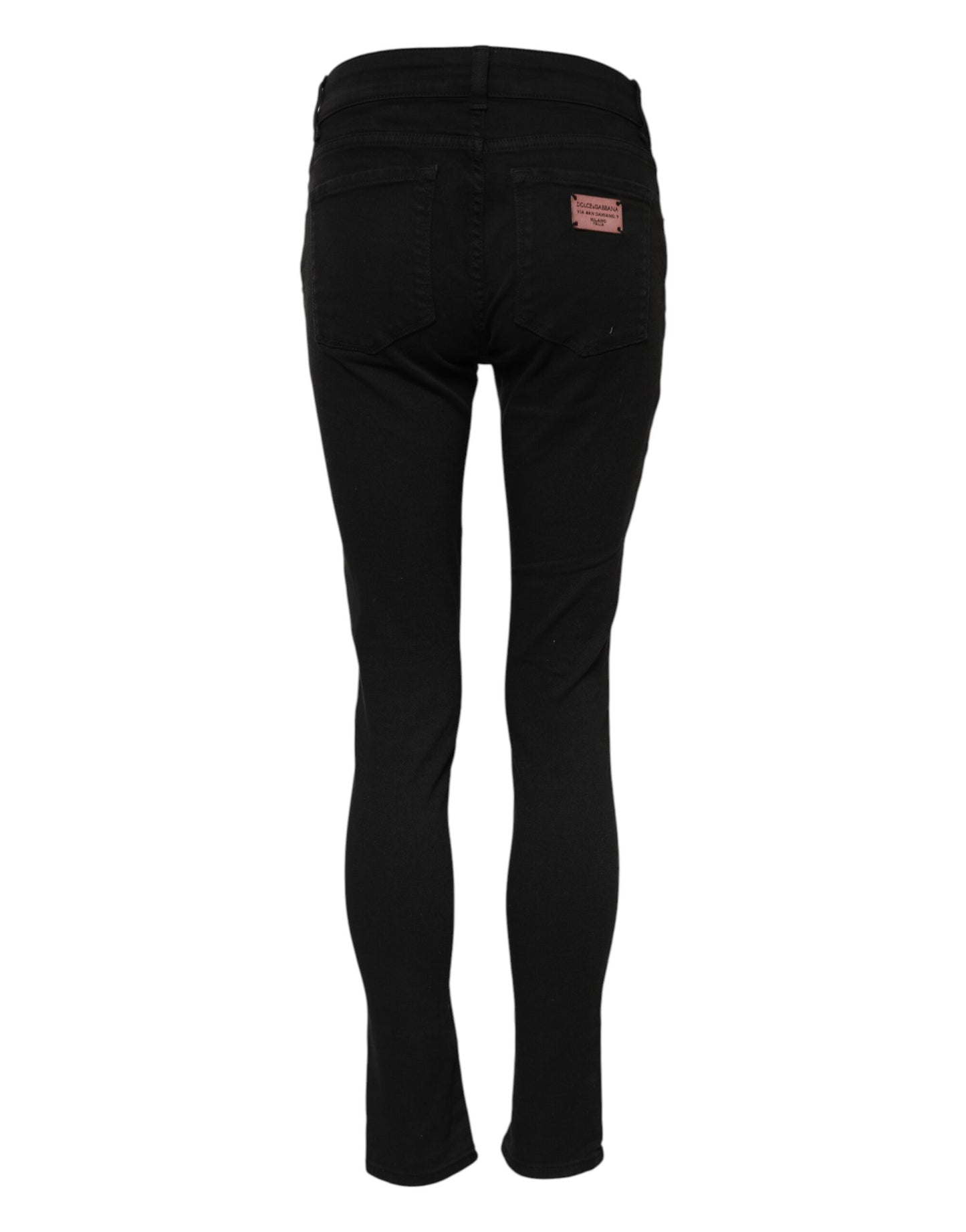Dolce & Gabbana Schwarze Skinny Denim-Jeans mit mittlerer Taille aus Baumwolle
