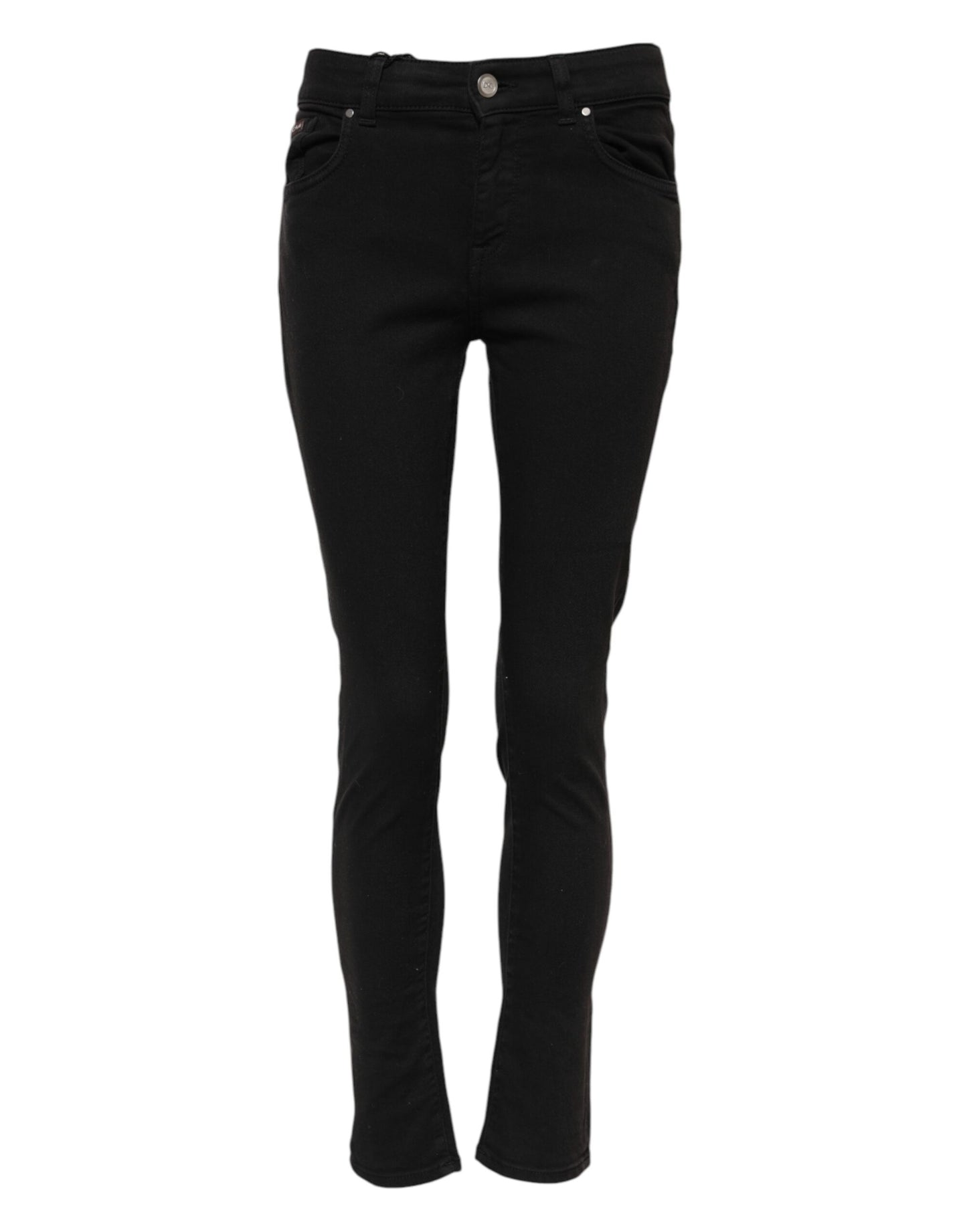 Dolce & Gabbana Schwarze Skinny Denim-Jeans mit mittlerer Taille aus Baumwolle