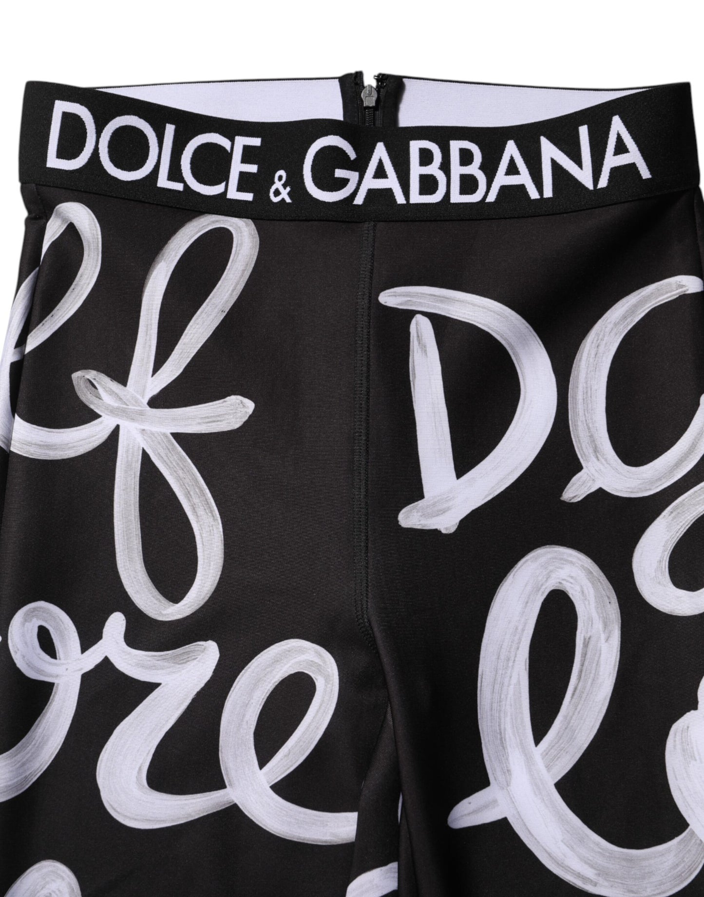 Dolce & Gabbana Schwarze Polyester-Logo-Druck-Hose mit mittlerer Taille