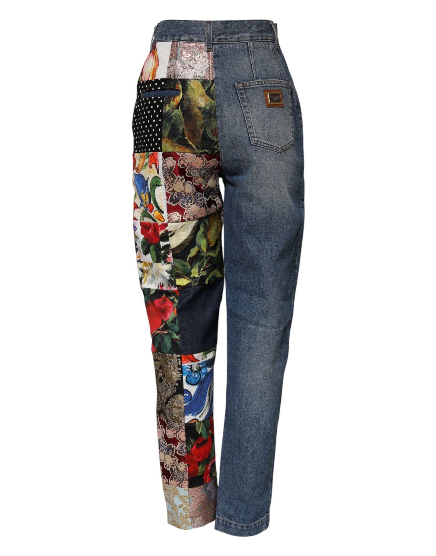 Dolce & Gabbana Blaue AMBER Patchwork Denim-Jeans mit hoher Taille