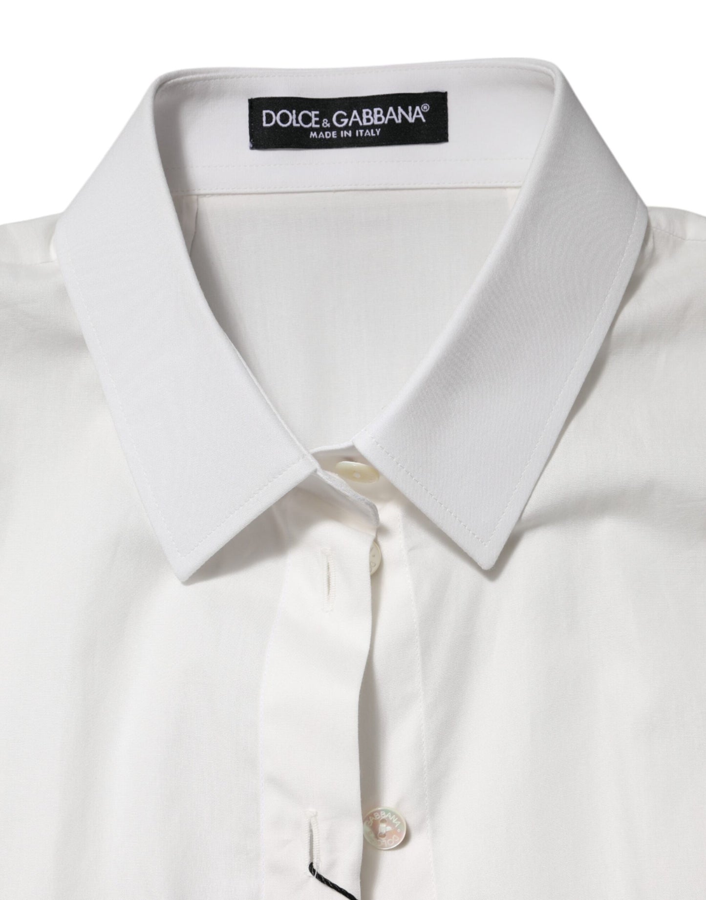 Dolce & Gabbana Weißes Baumwoll-Shirt mit kurzen Ärmeln und Kragen