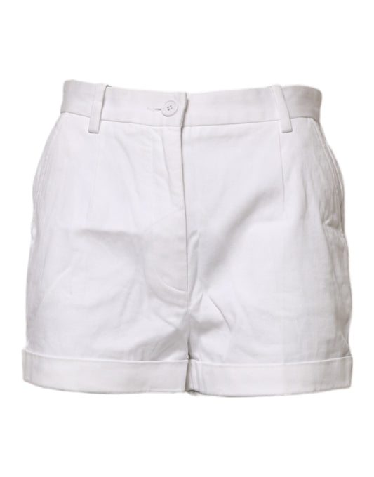 Dolce & Gabbana Weiße Bermuda-Shorts aus Baumwolle mit mittlerer Taille für Frauen