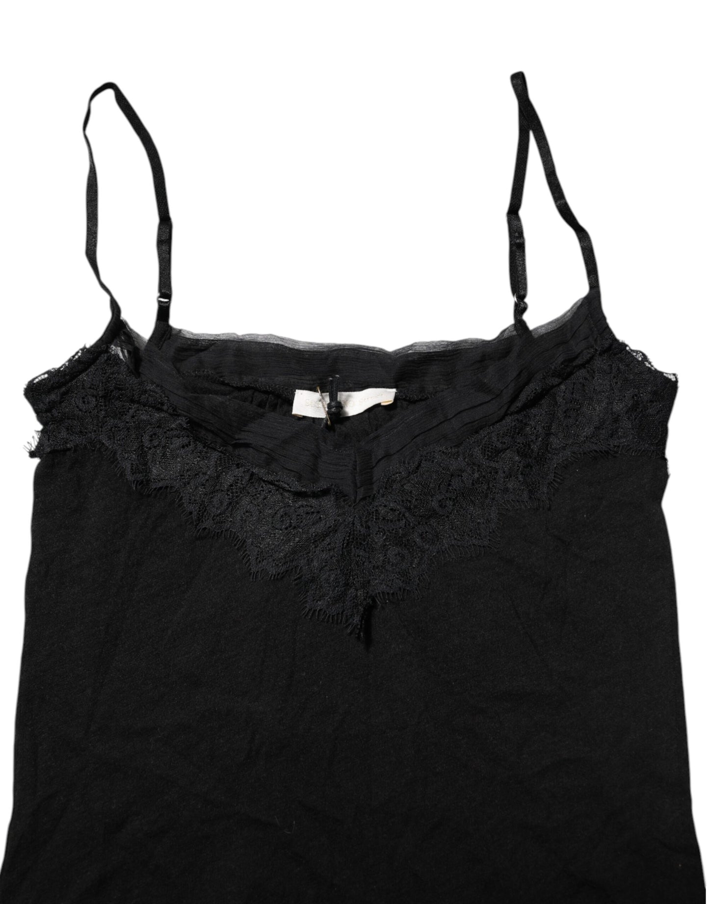 Scervino Street Schwarzes ärmelloses Tanktop aus Wolle mit quadratischem Ausschnitt