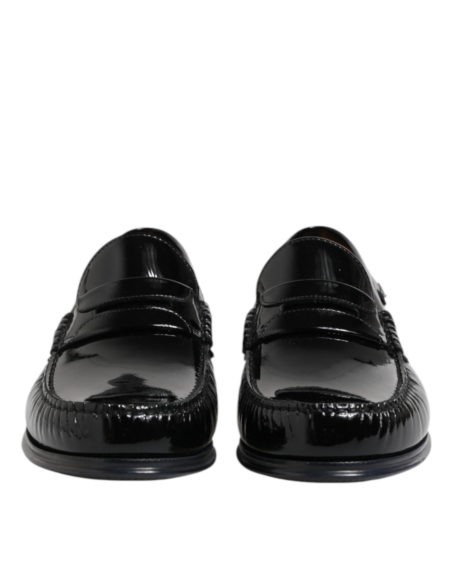 Dolce & Gabbana Schwarz Leder Slip On Loafers Kleid Schuhe
