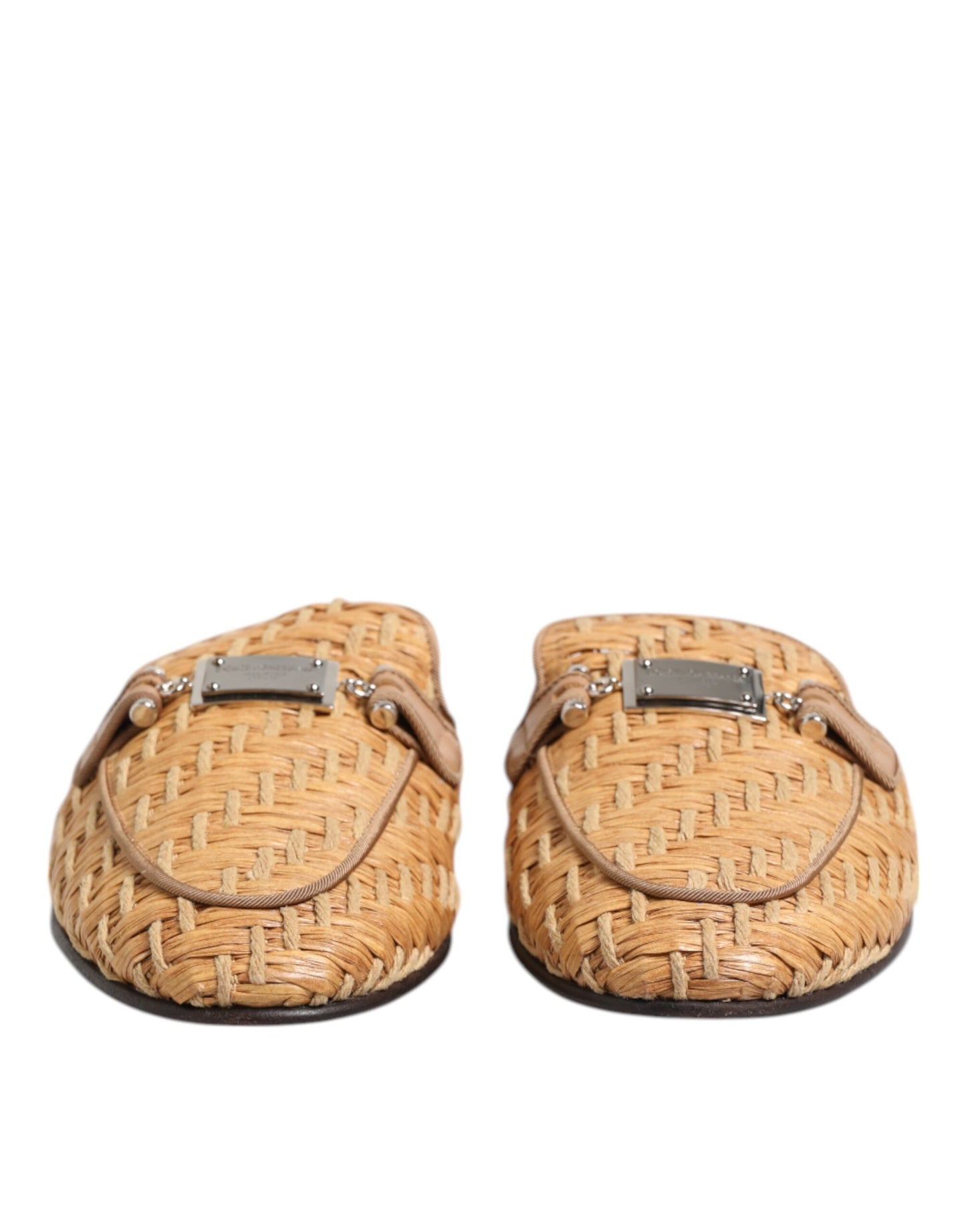 Dolce & Gabbana Beige Rattan Flache Pantolette Männer Sandalen Schuhe