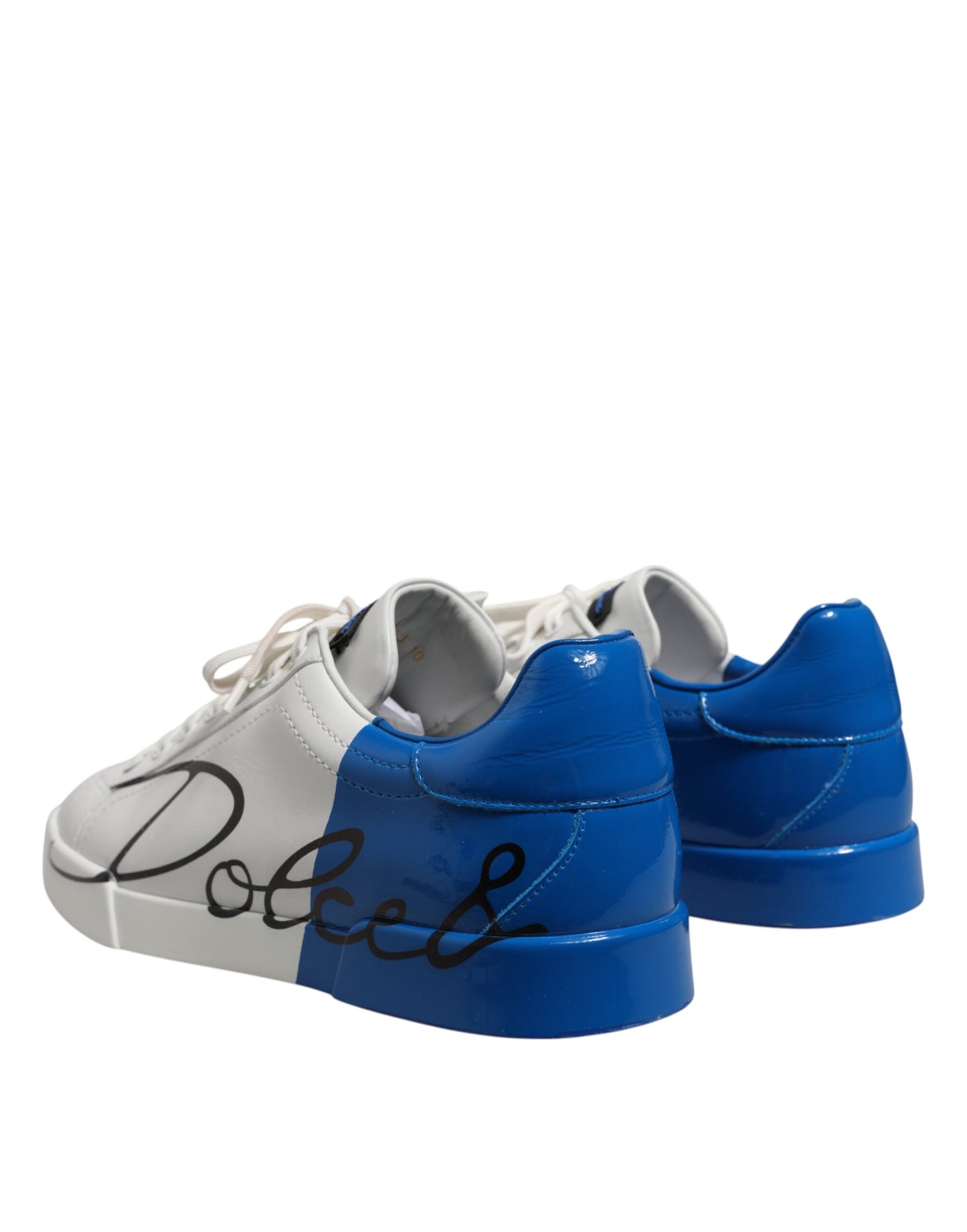 Dolce & Gabbana Weiß Blau Low Top Leder Turnschuhe Schuhe