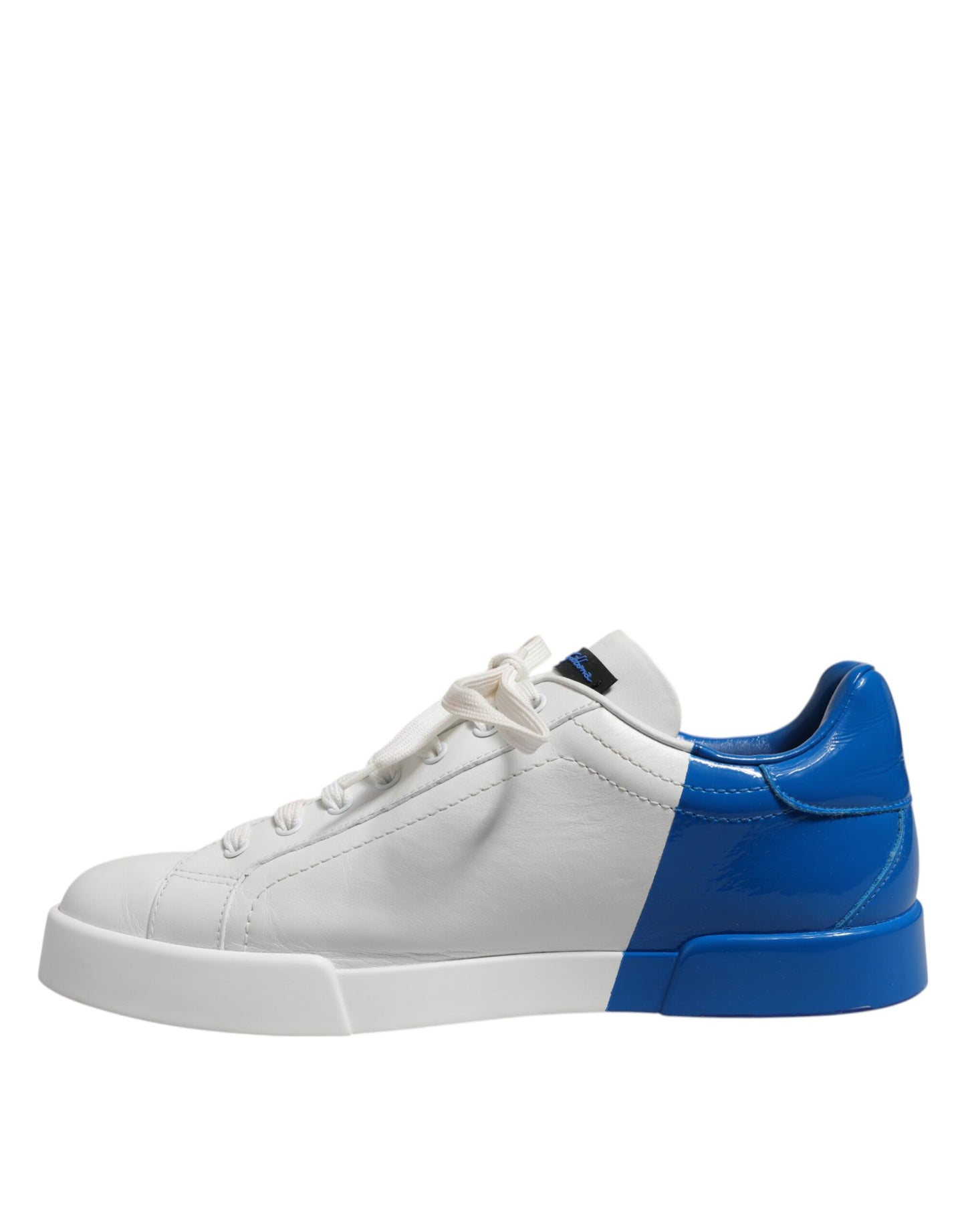 Dolce & Gabbana Weiß Blau Low Top Leder Turnschuhe Schuhe
