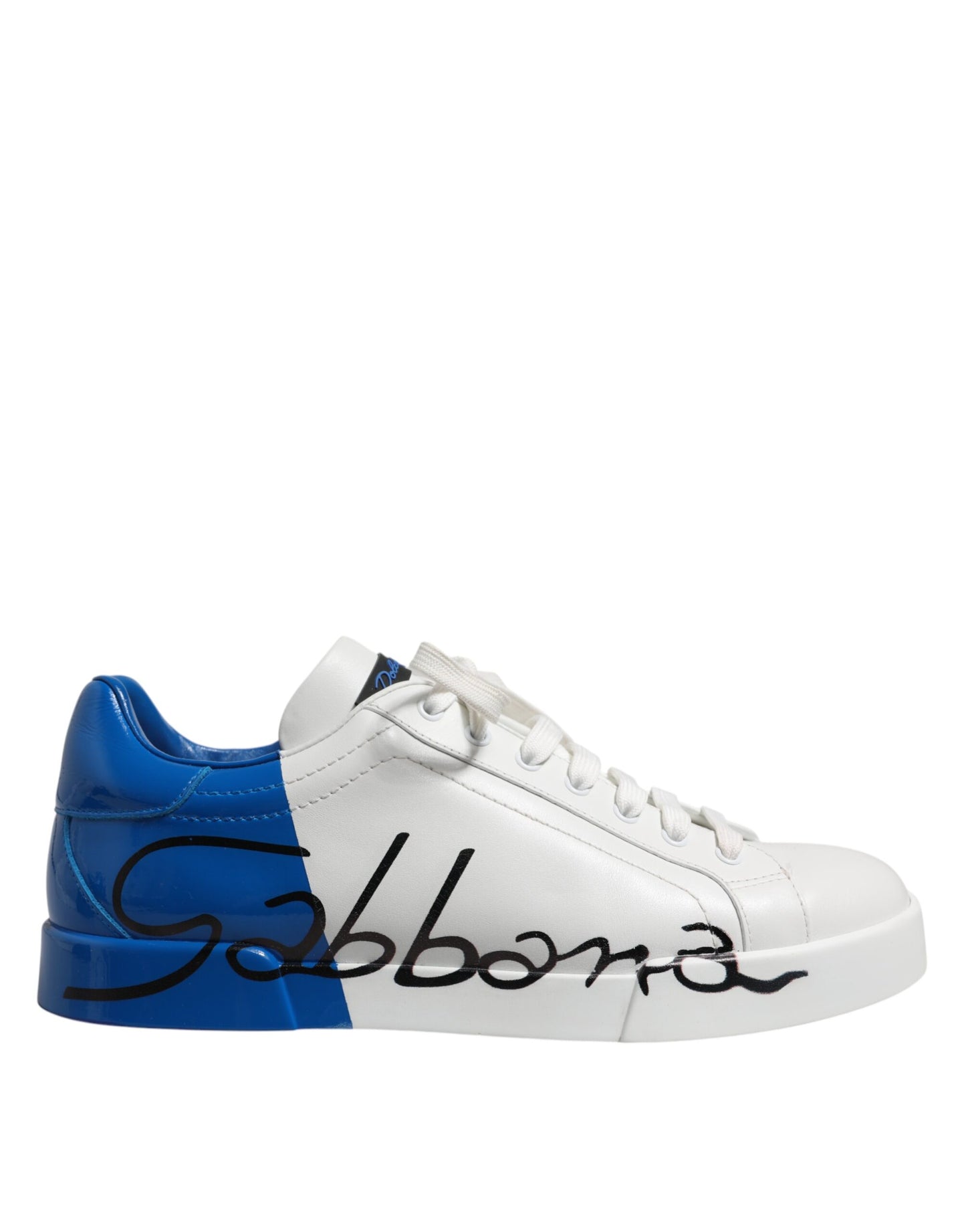 Dolce & Gabbana Weiß Blau Low Top Leder Turnschuhe Schuhe