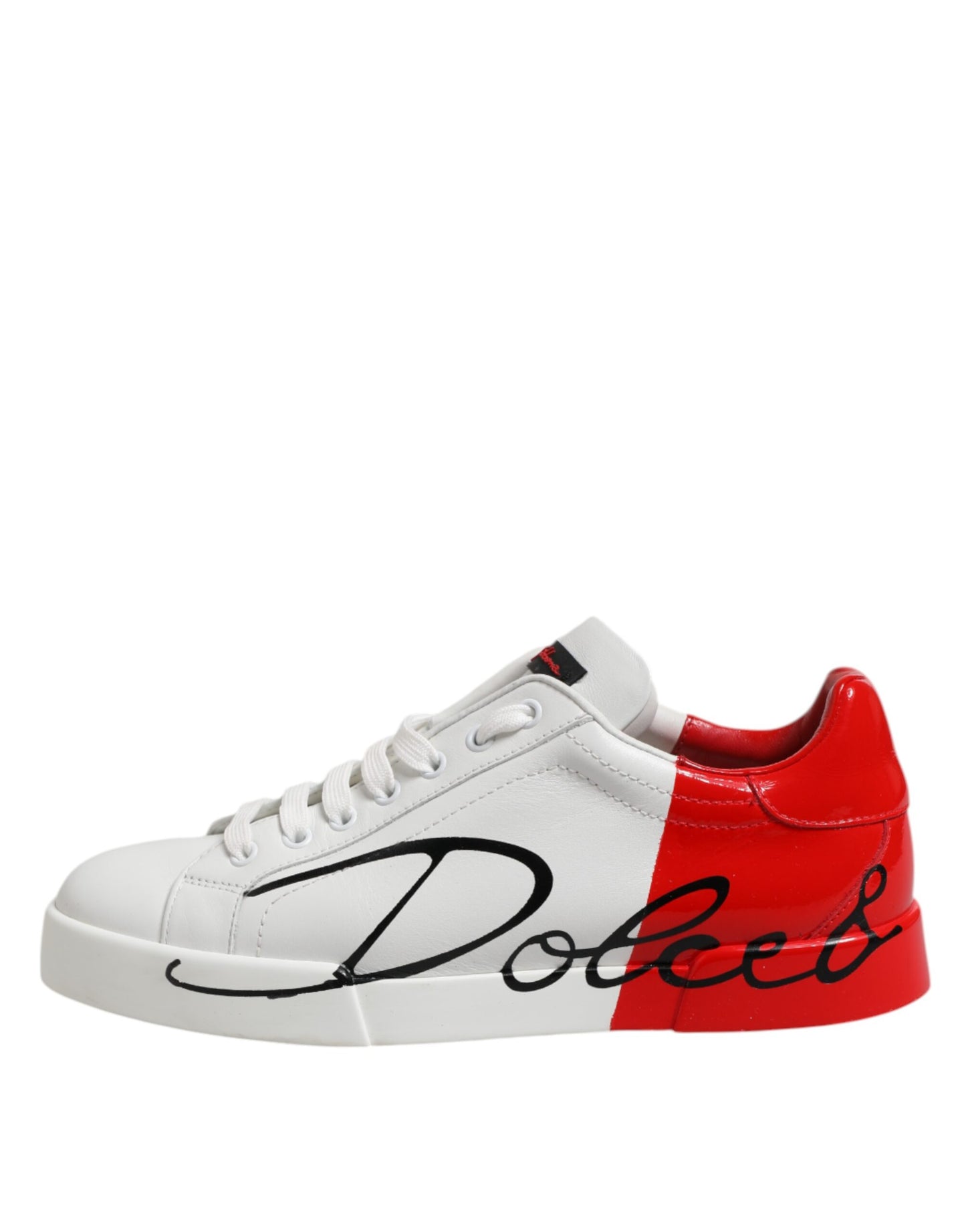 Dolce & Gabbana Weiß Rot Logo Low Top Leder Turnschuhe Schuhe