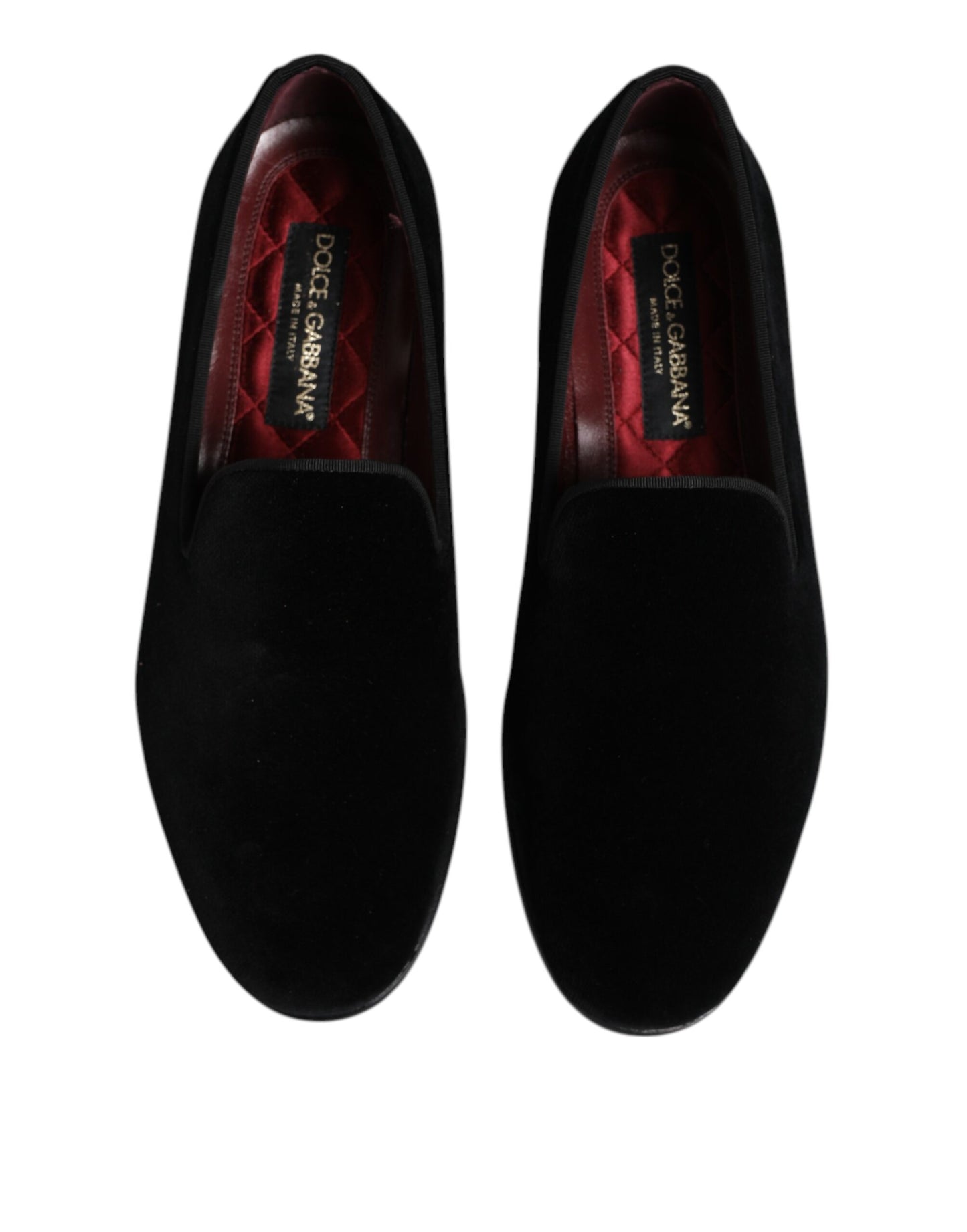 Dolce & Gabbana Schwarzer Samt Slip On Loafers Formelle Schuhe