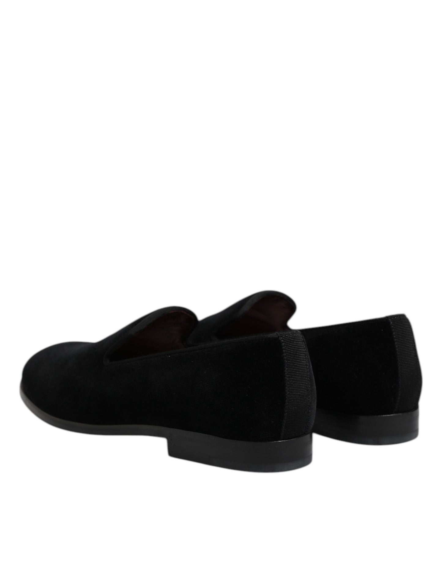 Dolce & Gabbana Schwarzer Samt Slip On Loafers Formelle Schuhe