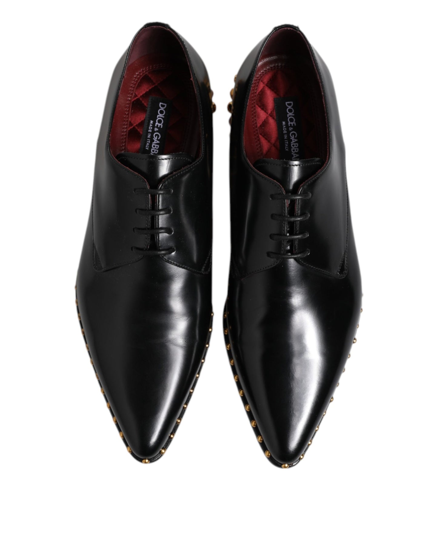 Dolce & Gabbana Schwarz Leder Nieten Derby Männer Kleid Schuhe