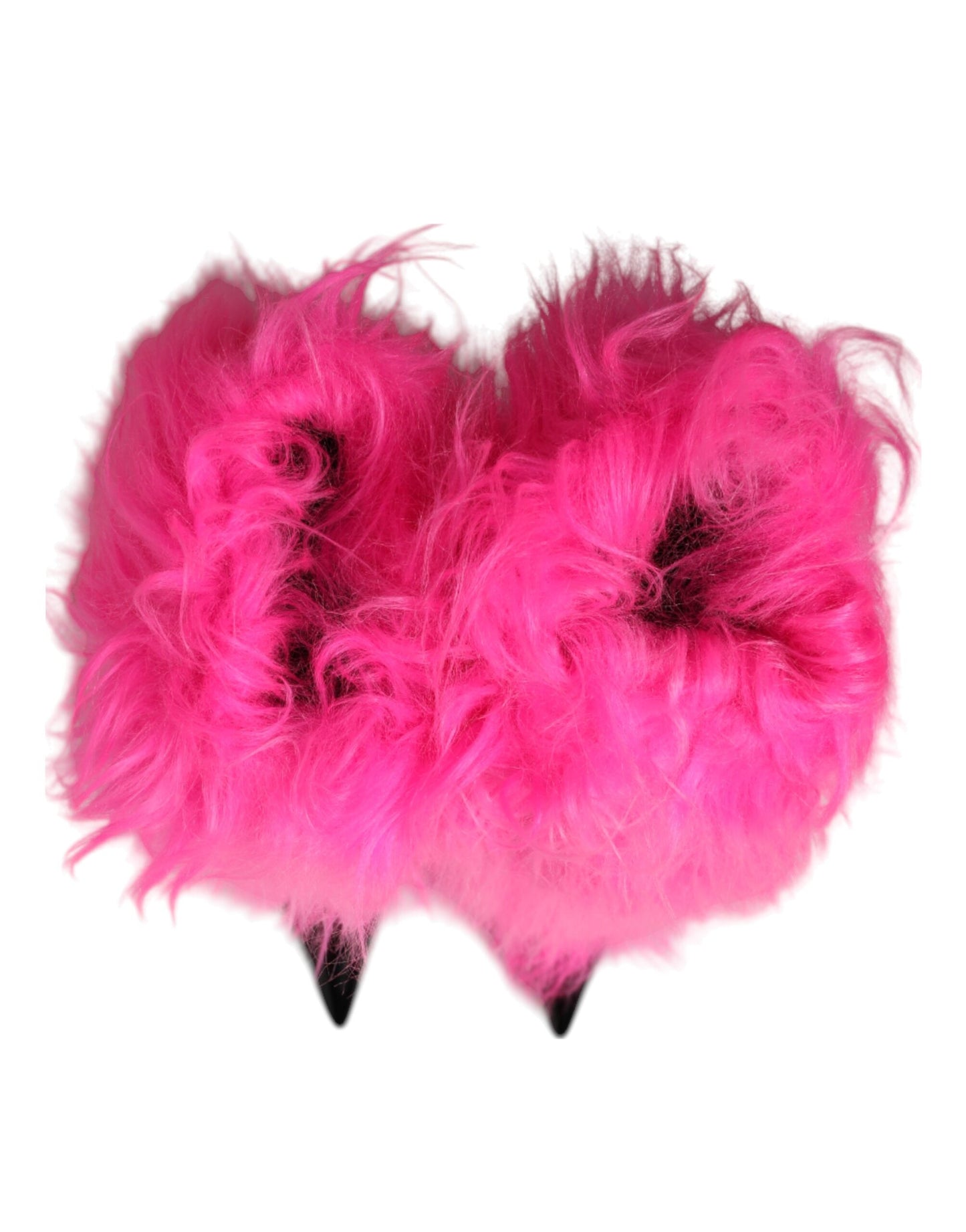 Dolce & Gabbana Rosa Kunstfell Leder High Heels Stiefel Schuhe