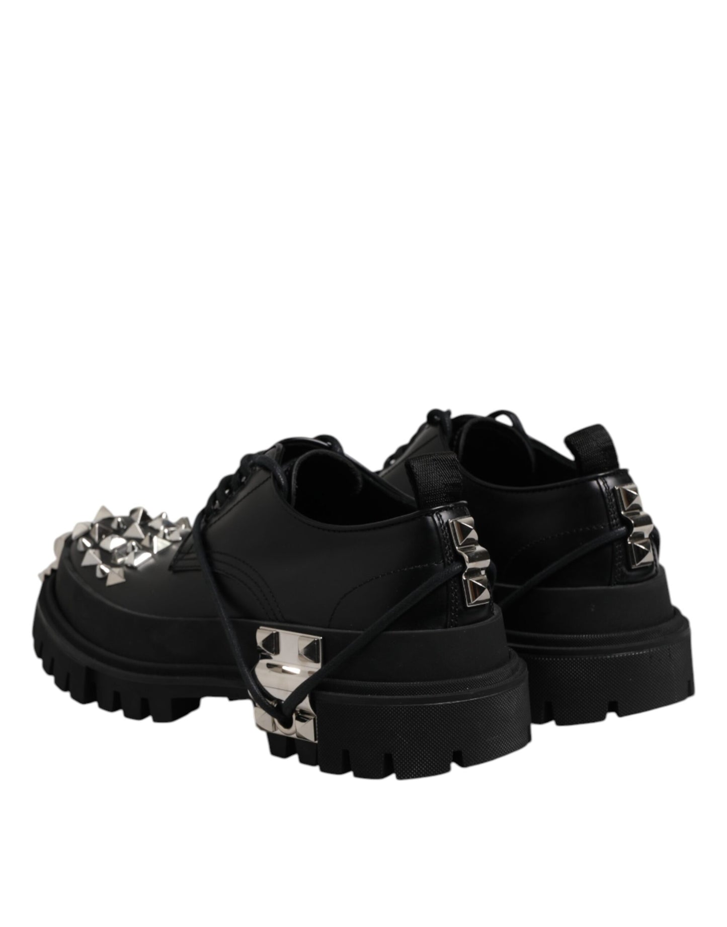 Dolce & Gabbana Schwarze Leder verschönerte Trekking Derby Schuhe