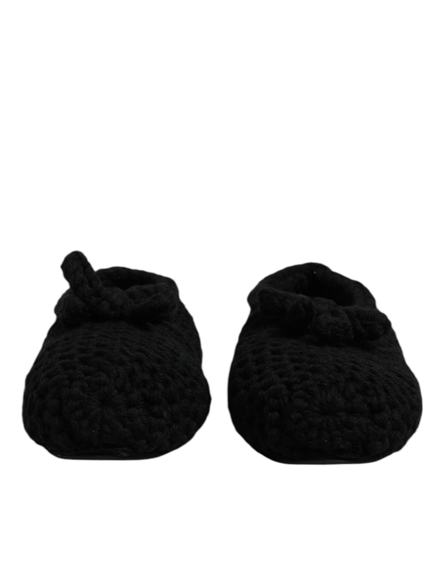 Dolce & Gabbana Schwarz Wolle Slip On Flats Ballerina Schuhe