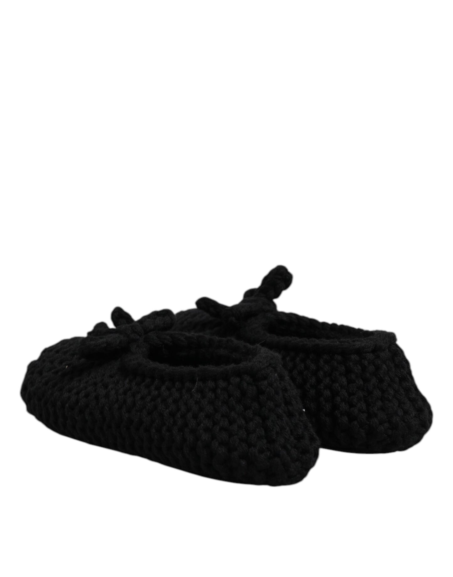 Dolce & Gabbana Schwarz Wolle Slip On Flats Ballerina Schuhe