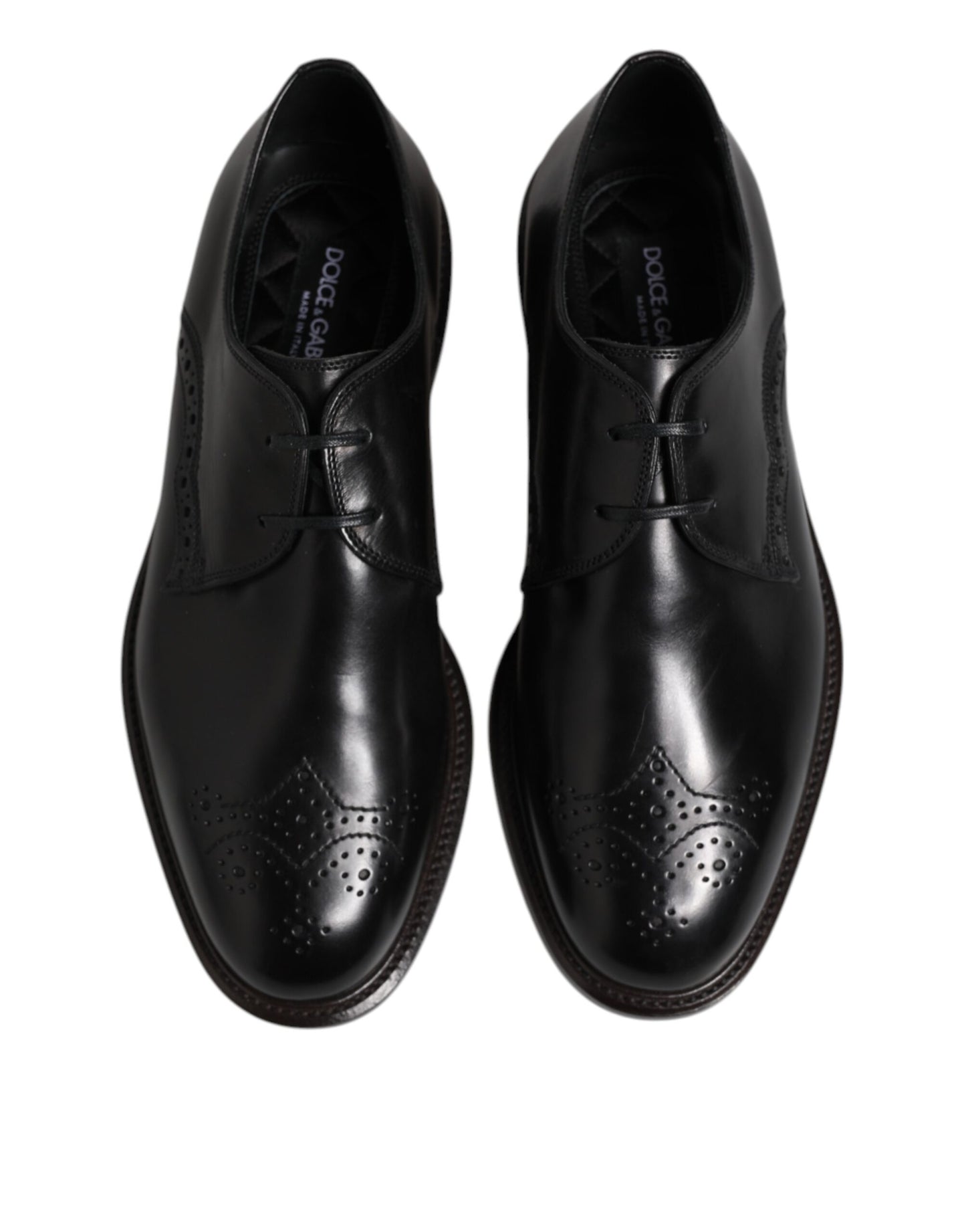 Dolce & Gabbana Schwarzes Leder Derby Wingtip Formelle Schuhe