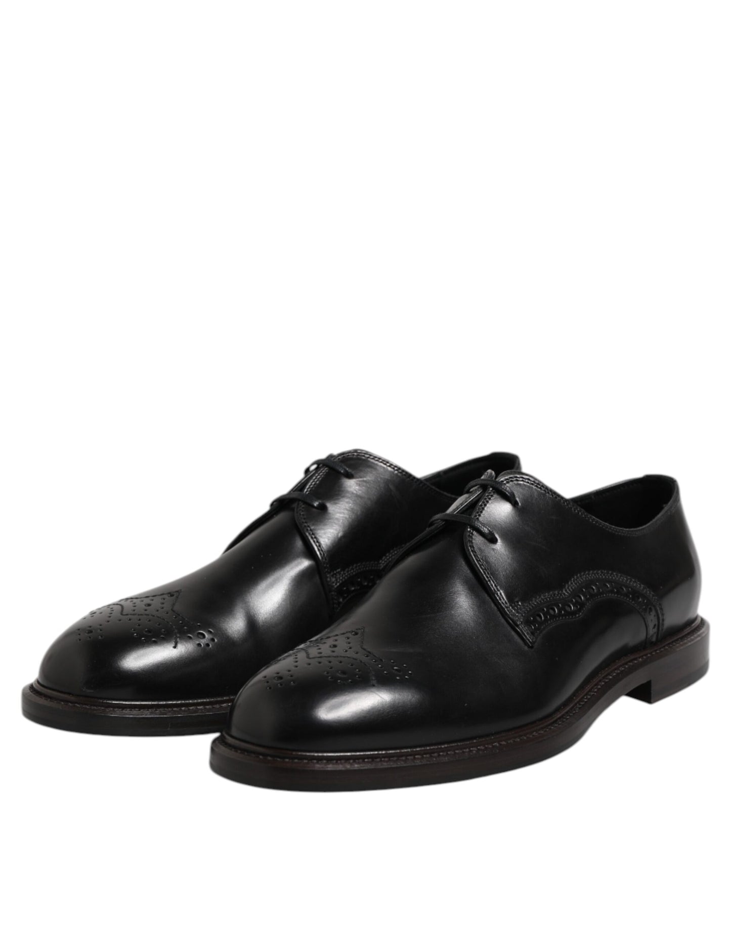 Dolce & Gabbana Schwarzes Leder Derby Wingtip Formelle Schuhe