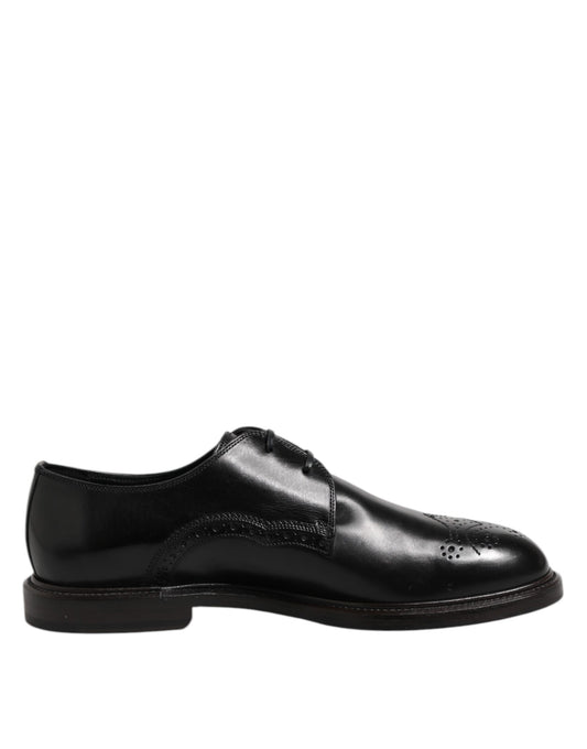 Dolce & Gabbana Schwarzes Leder Derby Wingtip Formelle Schuhe