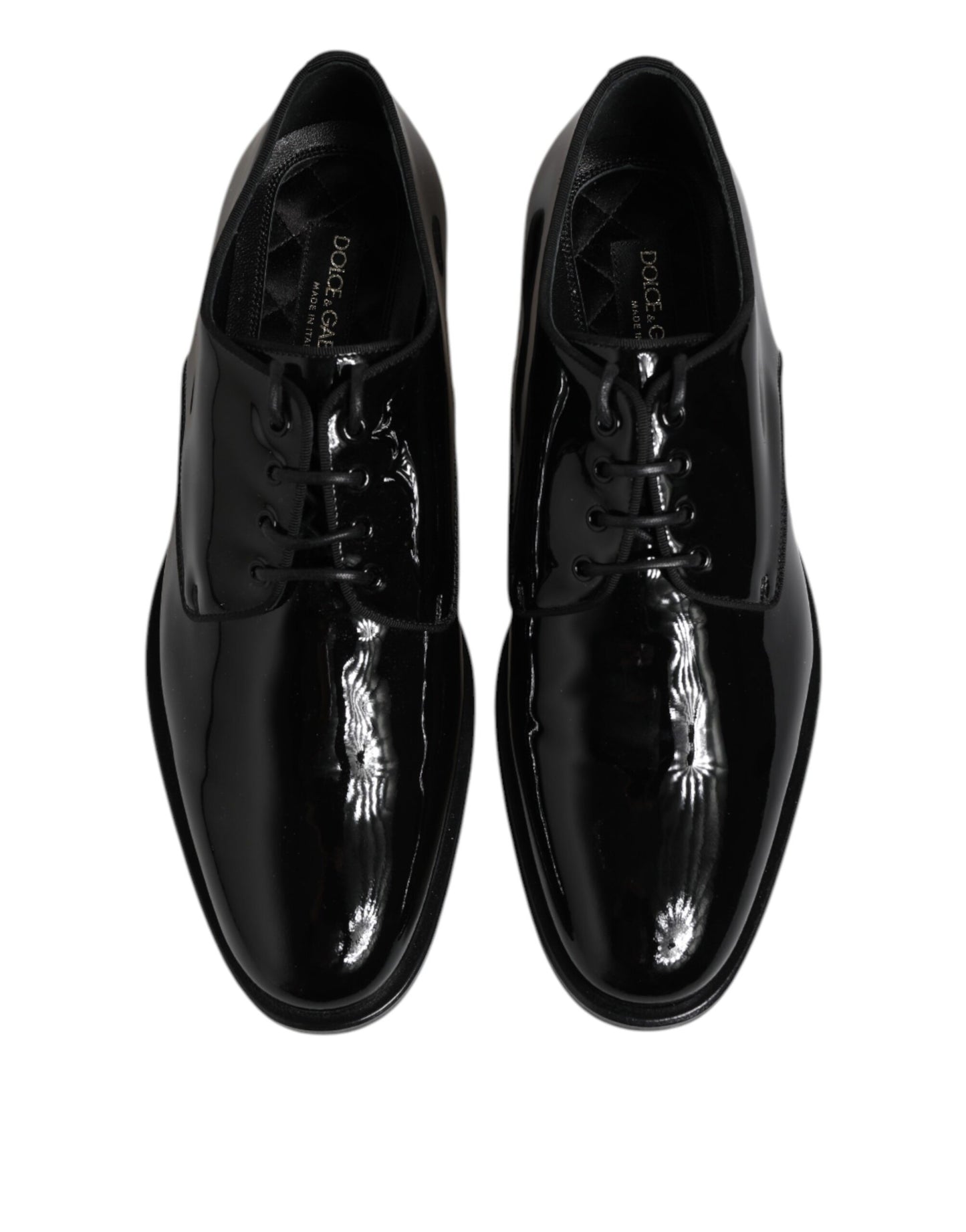 Dolce & Gabbana Schwarze Lackleder Derby-Schuhe für formelle Anlässe