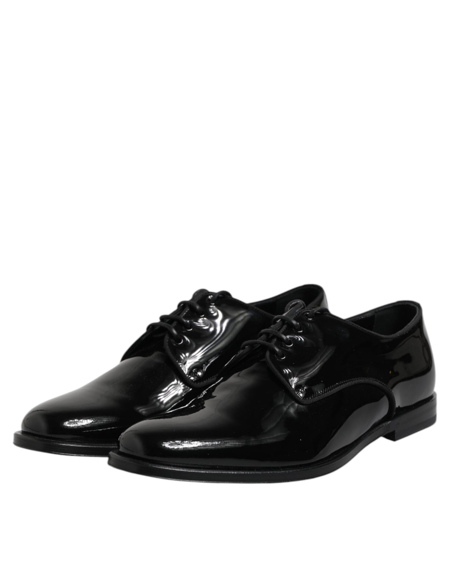 Dolce & Gabbana Schwarze Lackleder Derby-Schuhe für formelle Anlässe