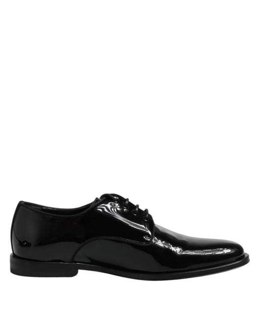 Dolce & Gabbana Schwarze Lackleder Derby-Schuhe für formelle Anlässe