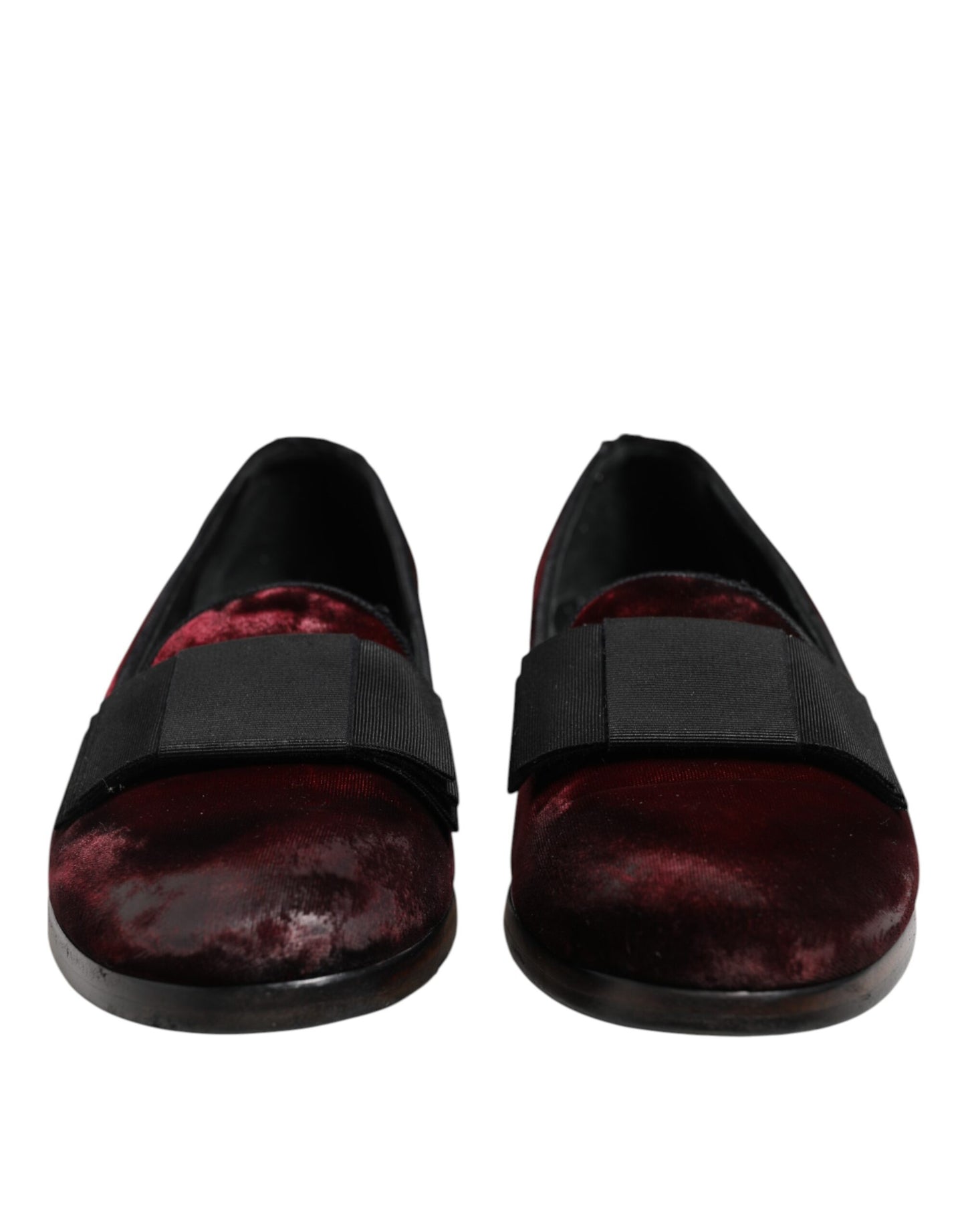 Dolce & Gabbana Rot Samt Männer Slip On Loafers Kleid Schuhe