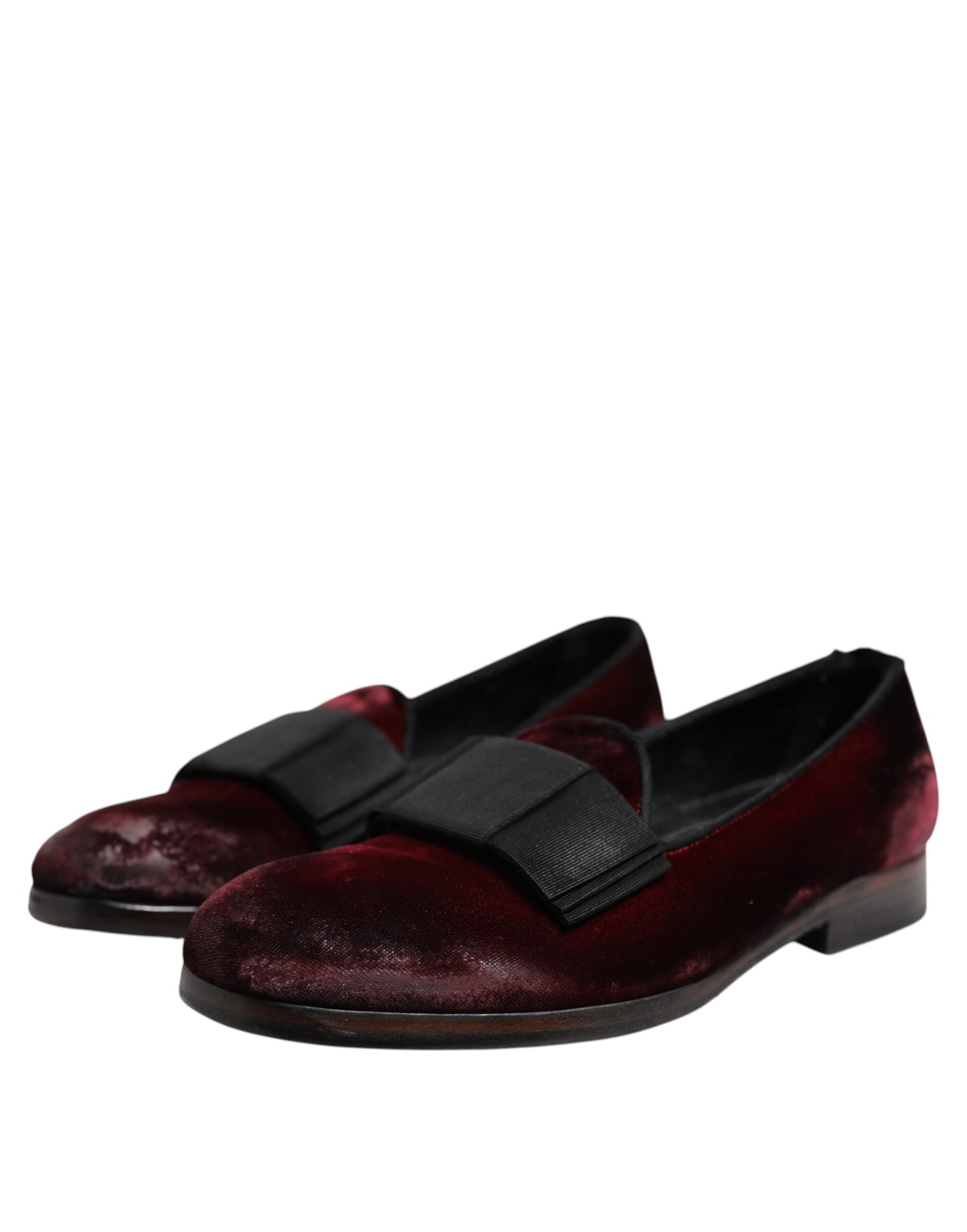 Dolce & Gabbana Rot Samt Männer Slip On Loafers Kleid Schuhe