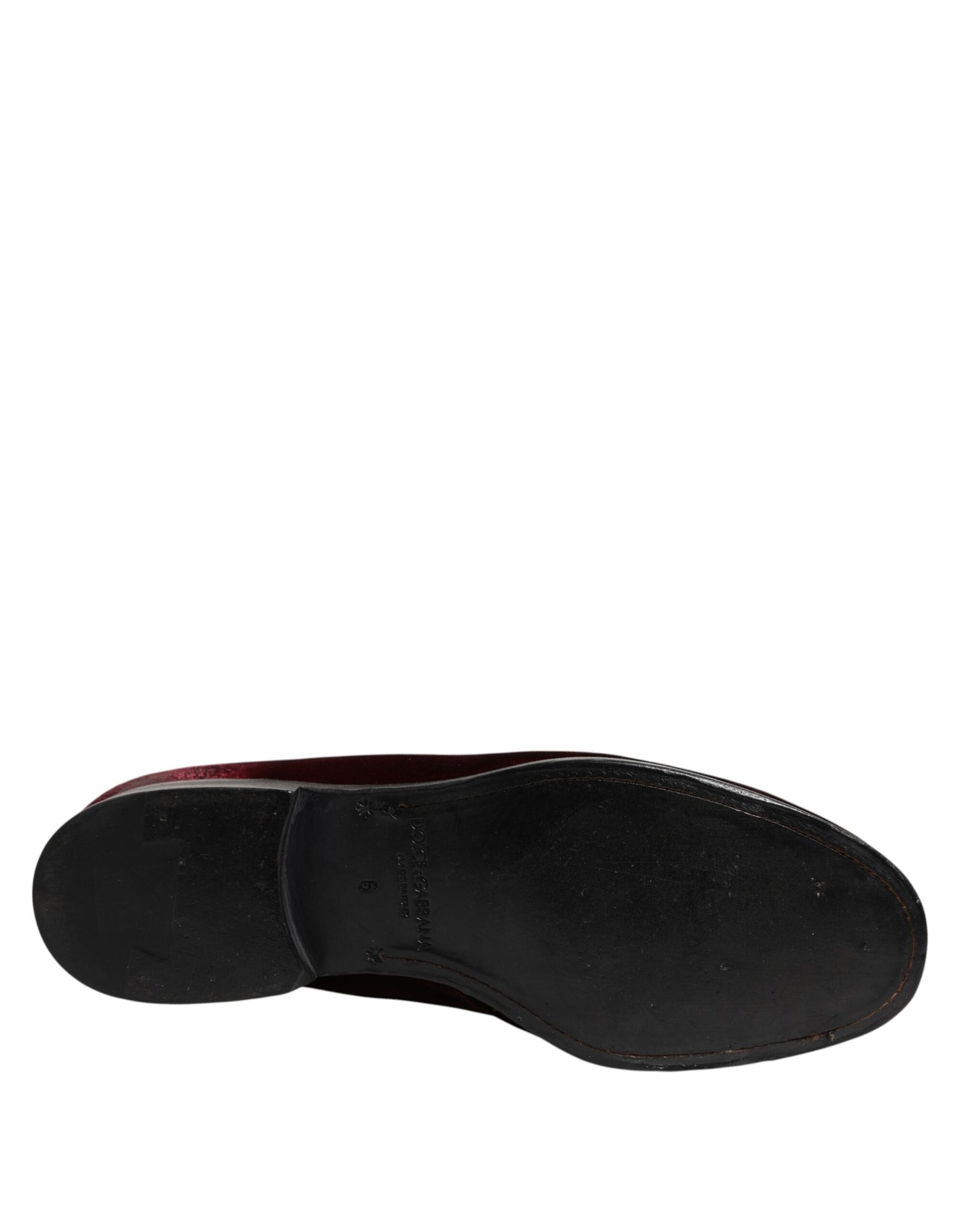 Dolce & Gabbana Rot Samt Männer Slip On Loafers Kleid Schuhe