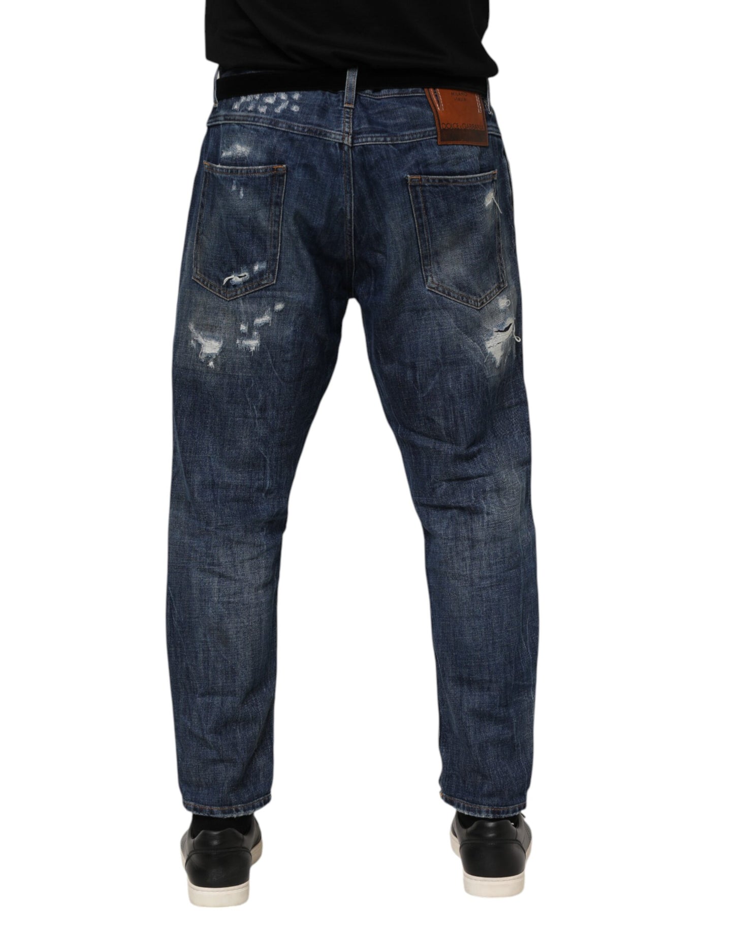 Dolce & Gabbana Blaue Baumwolle zerfleddert konisch zulaufende Männer Denim Jeans