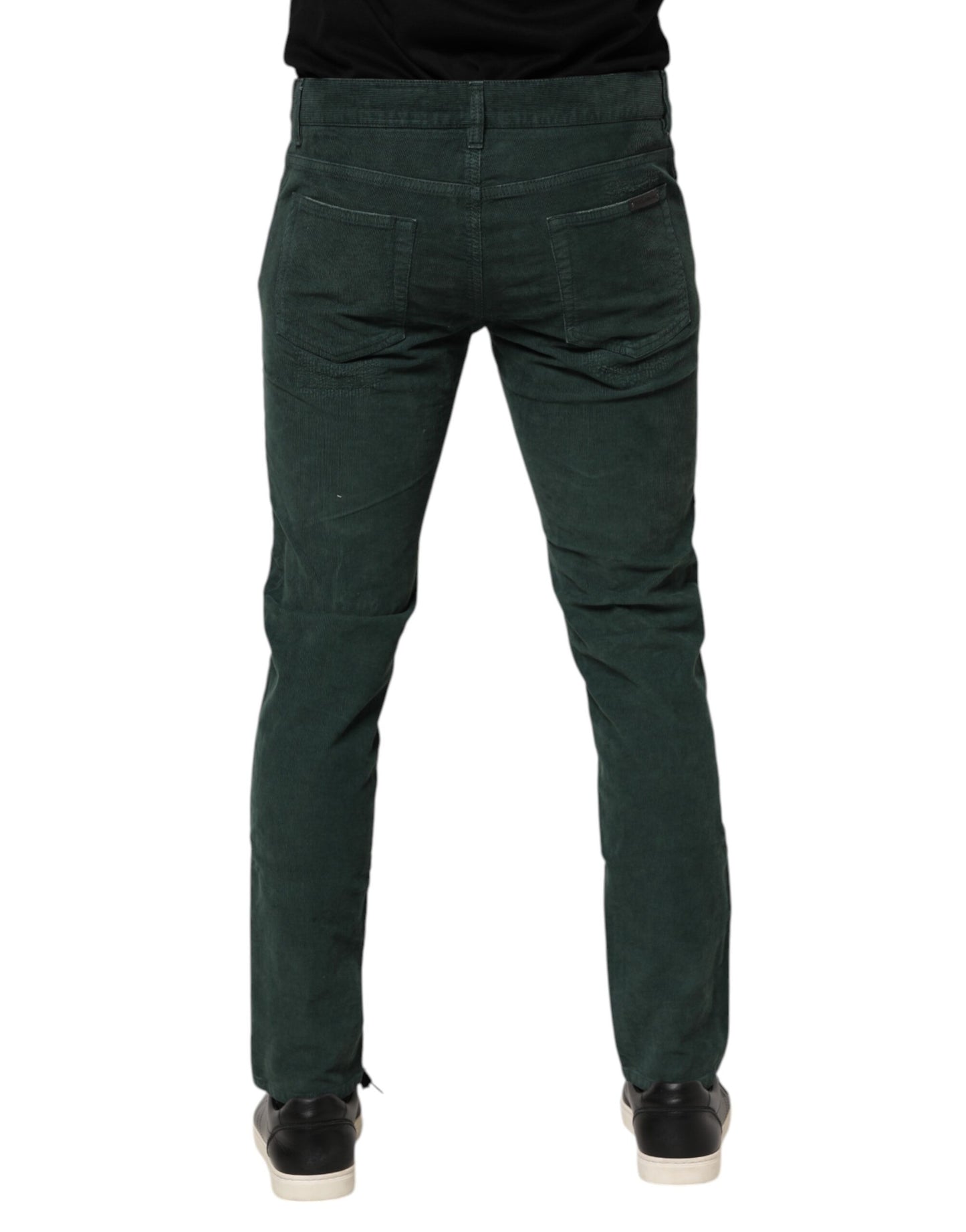 Dolce & Gabbana Grüne Skinny-Hose aus Baumwollcord