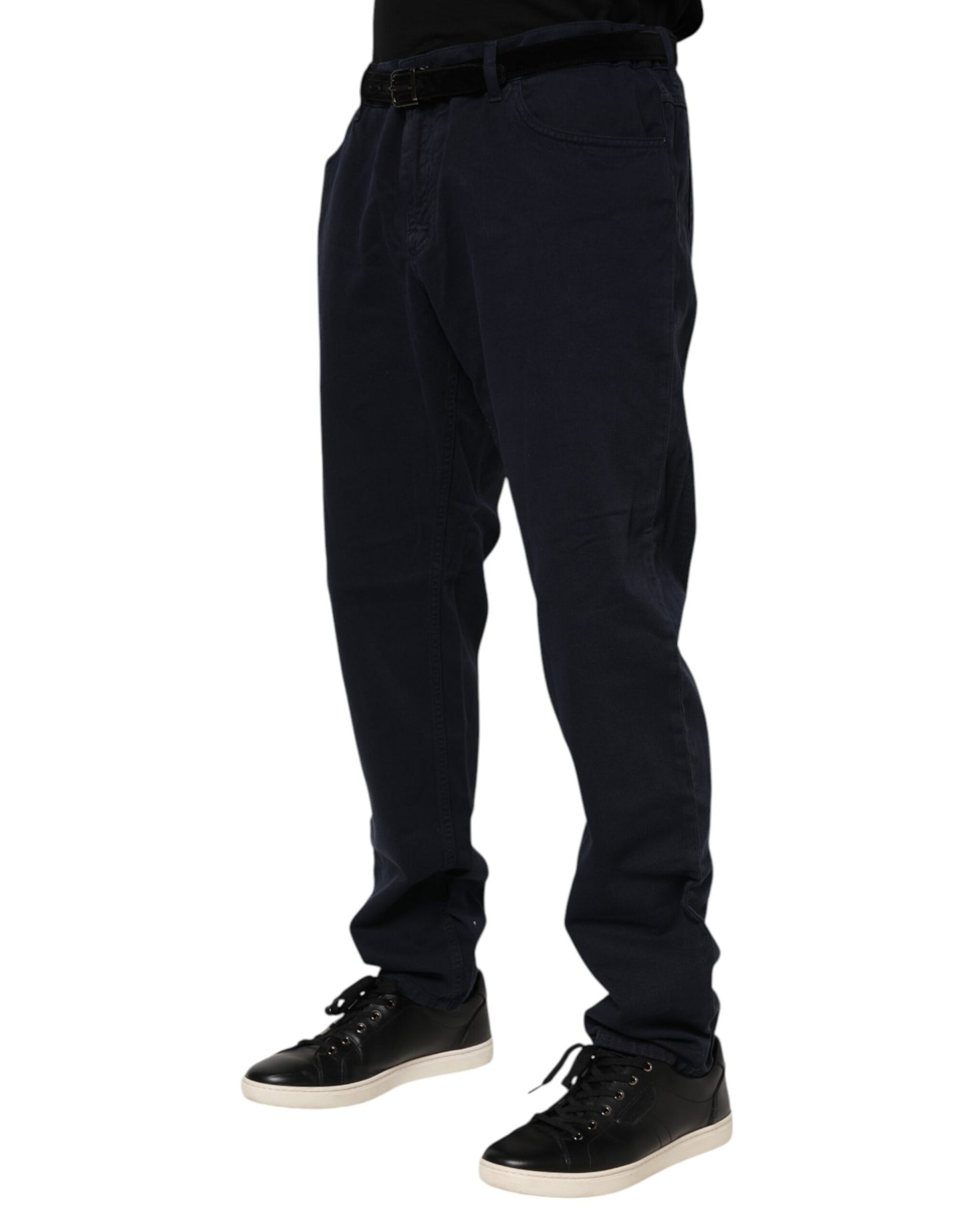 Dolce & Gabbana Schwarze konisch zulaufende Denim-Jeans aus Baumwolle