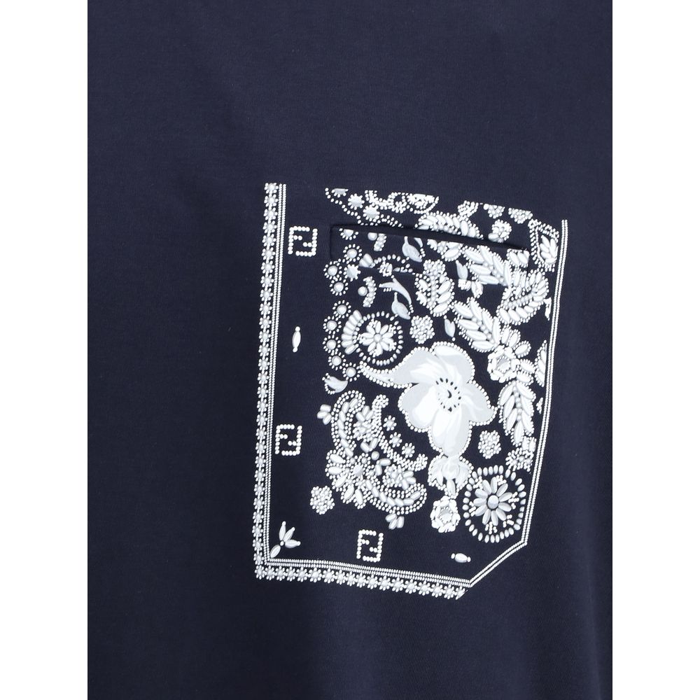 Fendi T-Shirt mit Tasche mit Bandana-Aufdruck