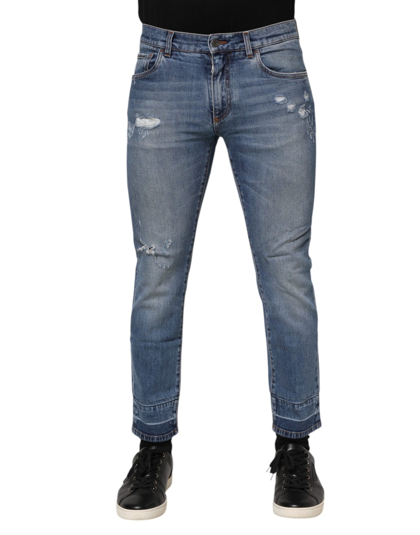 Dolce & Gabbana Blaue Baumwoll-Logo-Plakette COMFORT Denim-Jeans