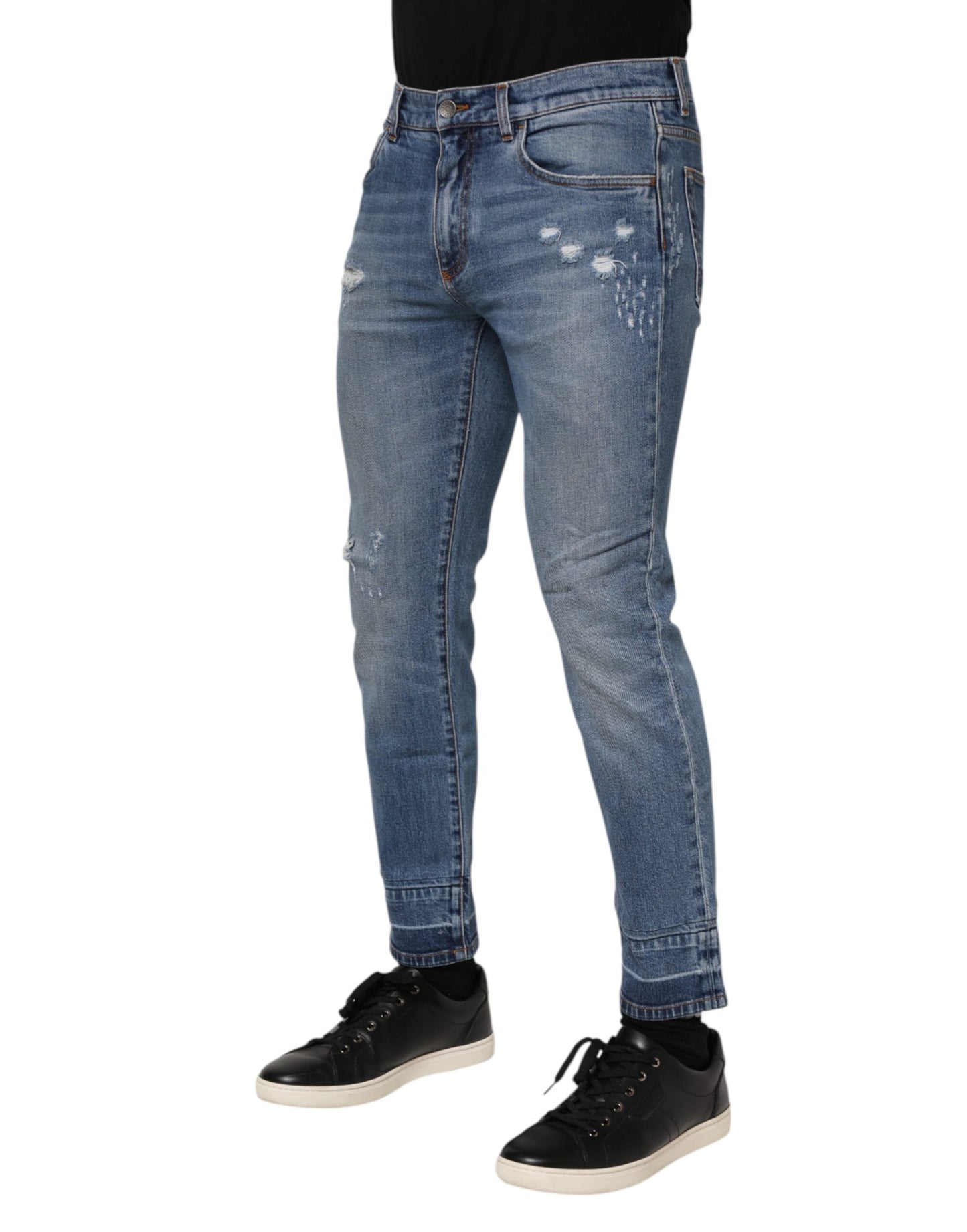 Dolce & Gabbana Blaue Baumwoll-Logo-Plakette COMFORT Denim-Jeans